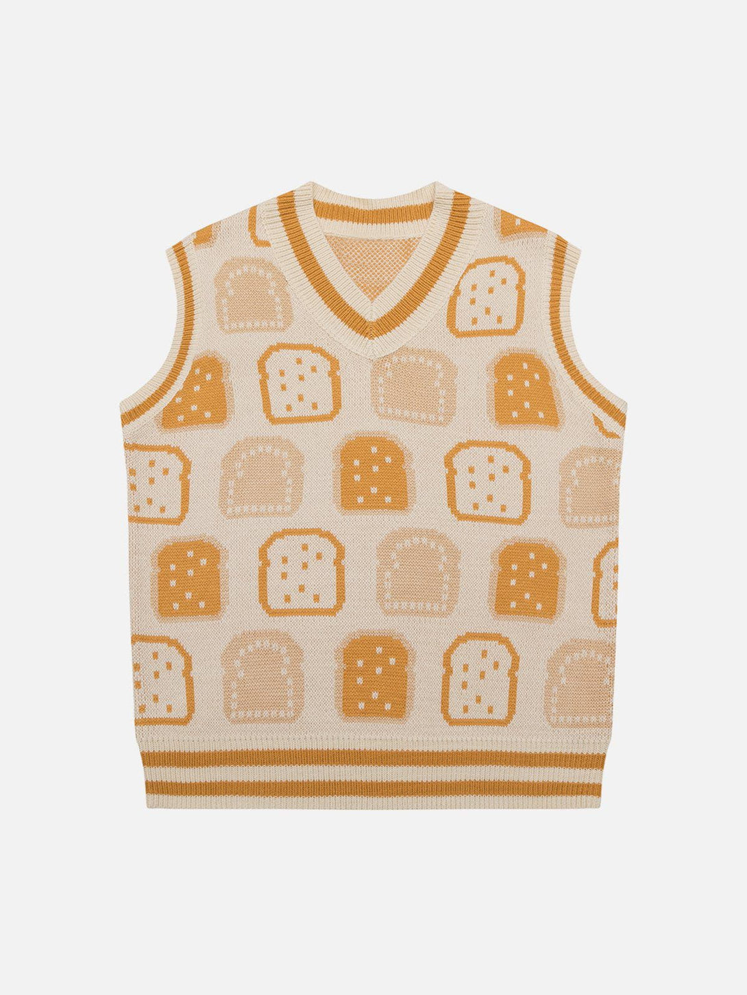 Lacezy - Toast Jacquard Sweater Vest- Streetwear Fashion - lacezy.com