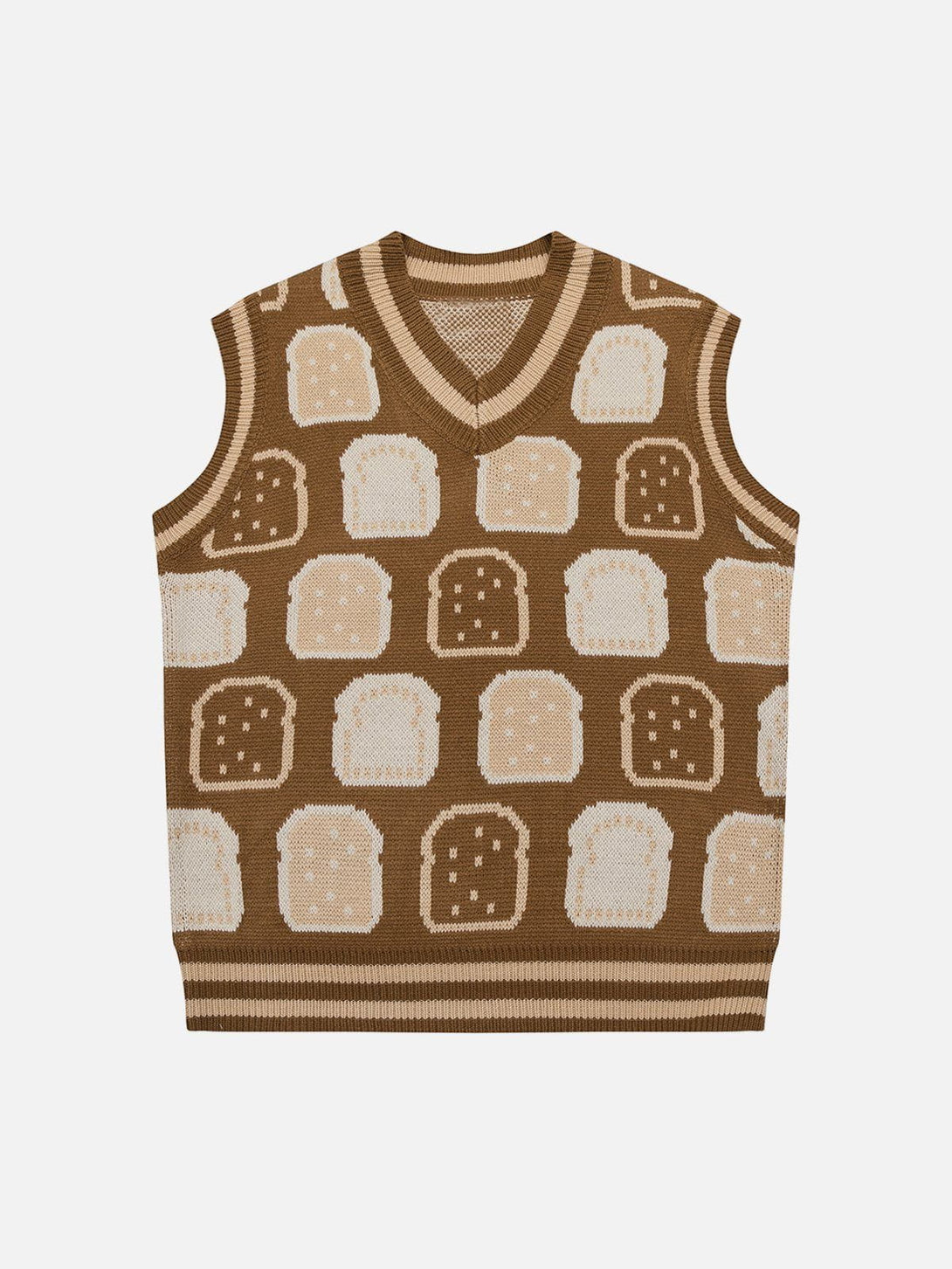 Lacezy - Toast Jacquard Sweater Vest- Streetwear Fashion - lacezy.com