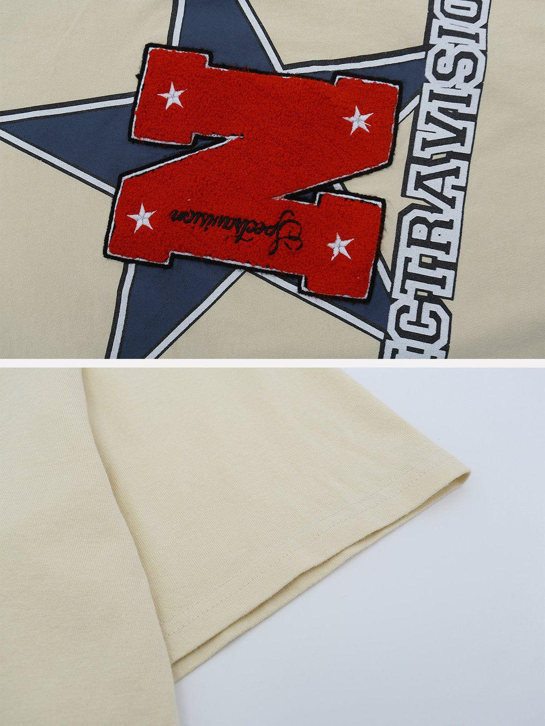 Lacezy - Towel Embroidery Star Print Tee- Streetwear Fashion - lacezy.com