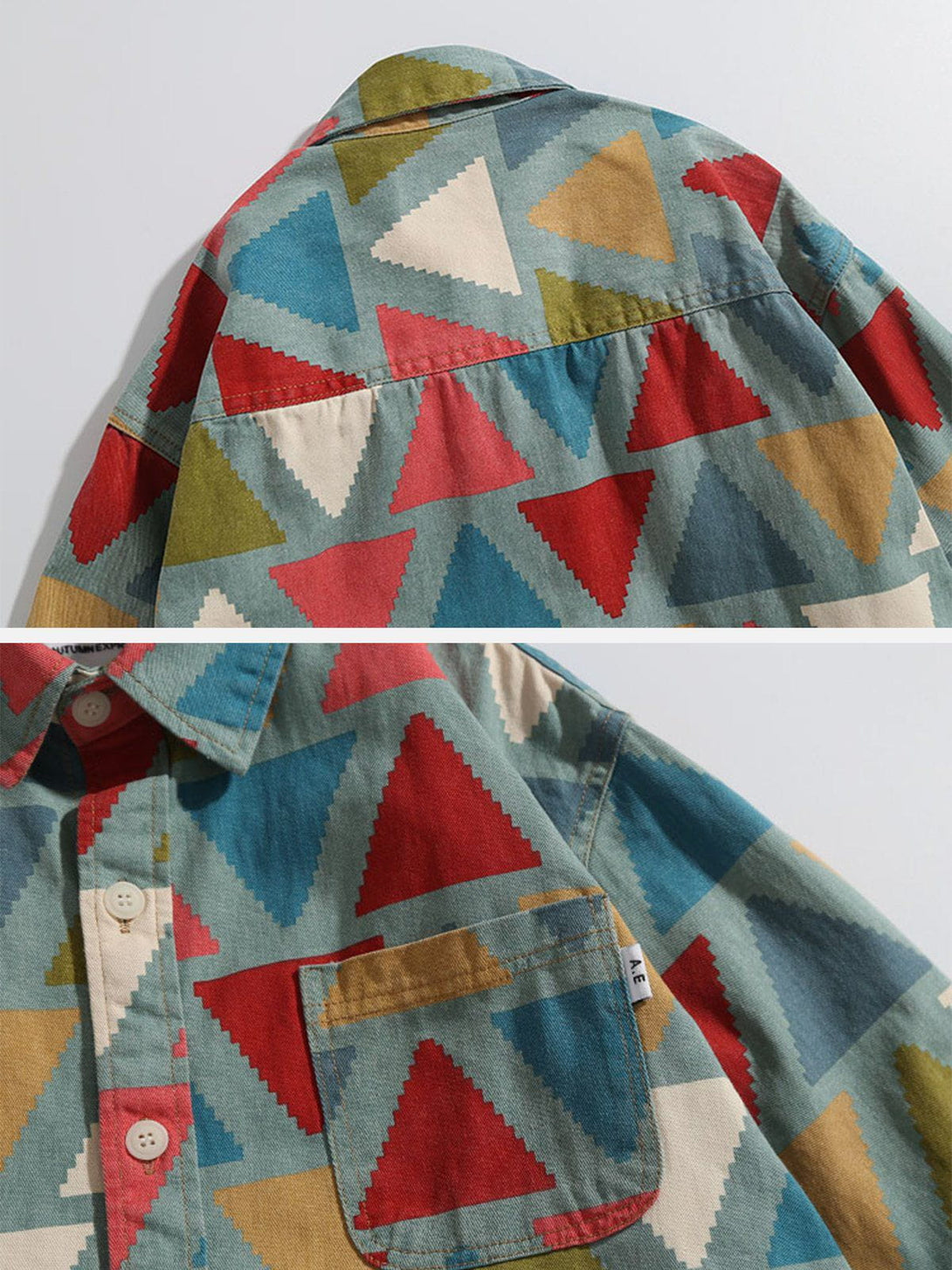 Lacezy - Triangle Clashing Colors Shacket- Streetwear Fashion - lacezy.com