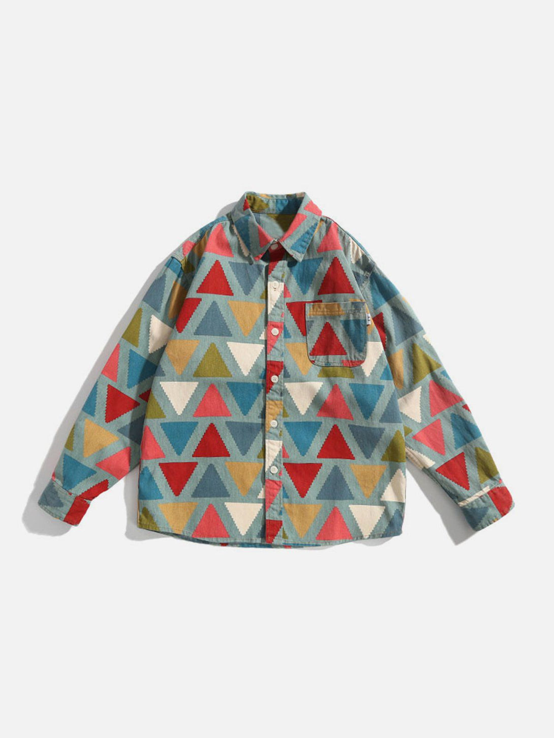 Lacezy - Triangle Clashing Colors Shacket- Streetwear Fashion - lacezy.com