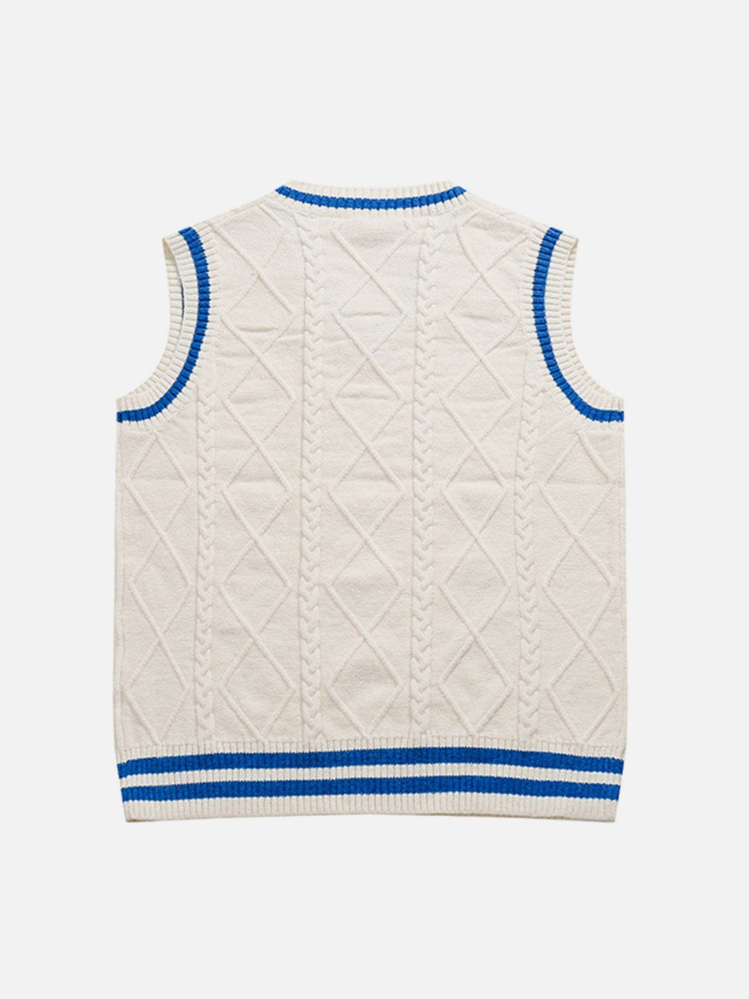 Lacezy - V-neck Braided Pattern Sweater Vest- Streetwear Fashion - lacezy.com