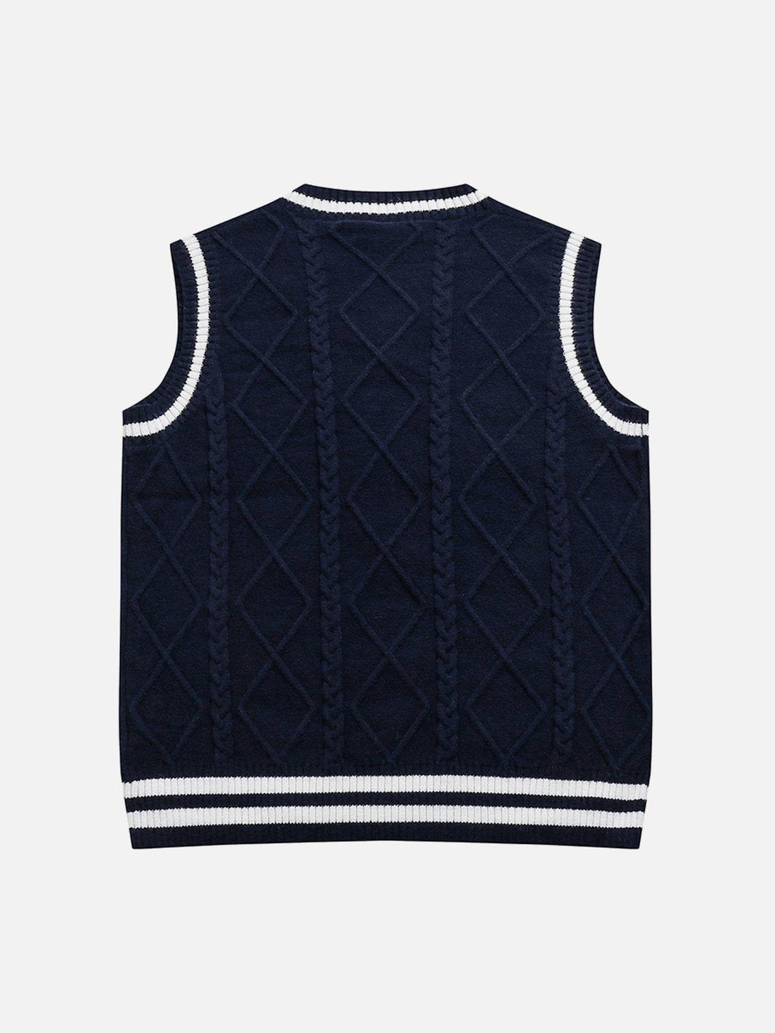 Lacezy - V-neck Braided Pattern Sweater Vest- Streetwear Fashion - lacezy.com