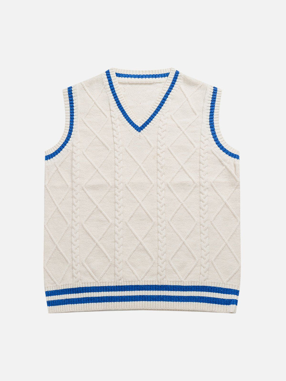 Lacezy - V-neck Braided Pattern Sweater Vest- Streetwear Fashion - lacezy.com