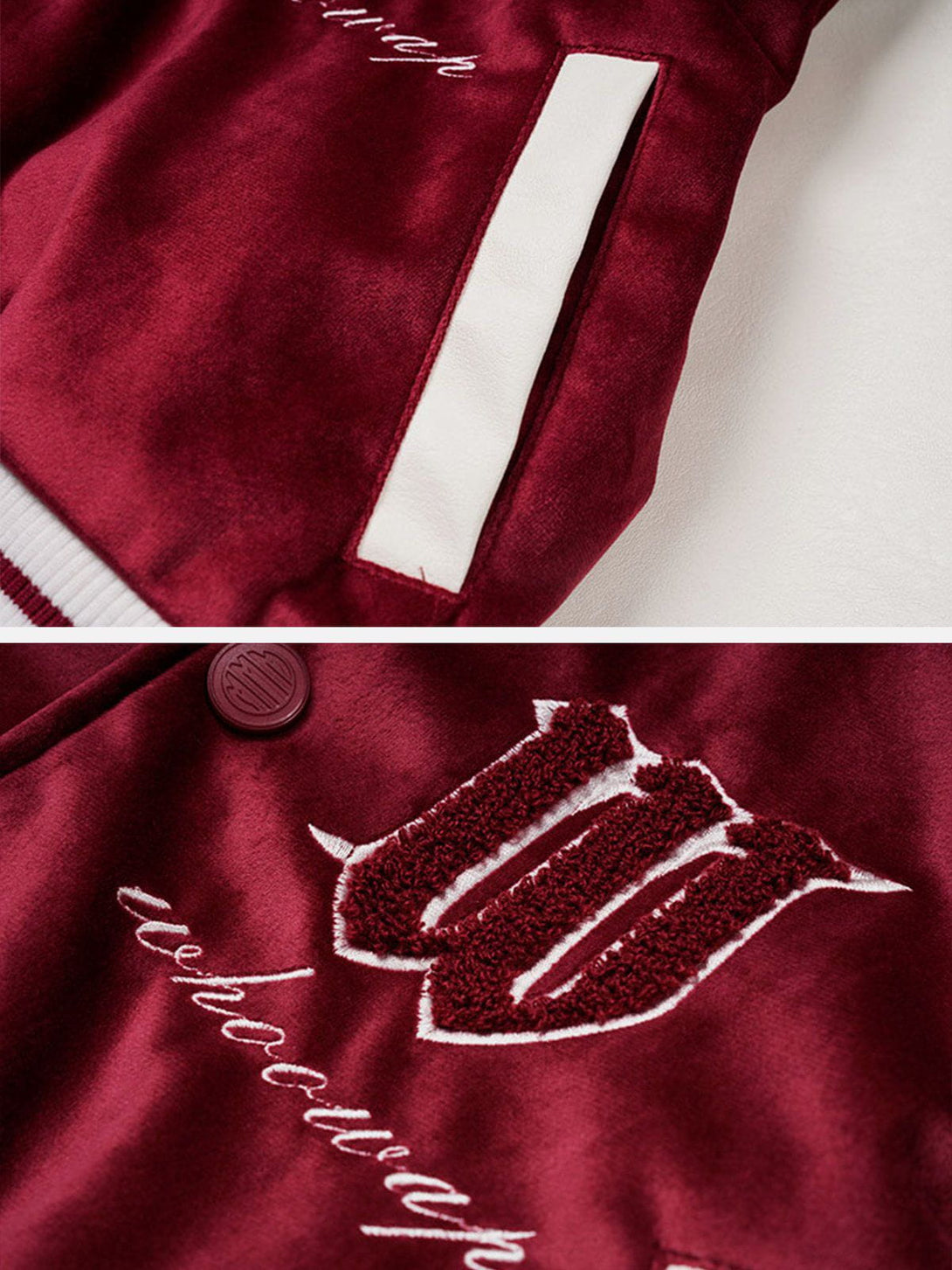 Lacezy - Velvet Short Varsity Jacket- Streetwear Fashion - lacezy.com