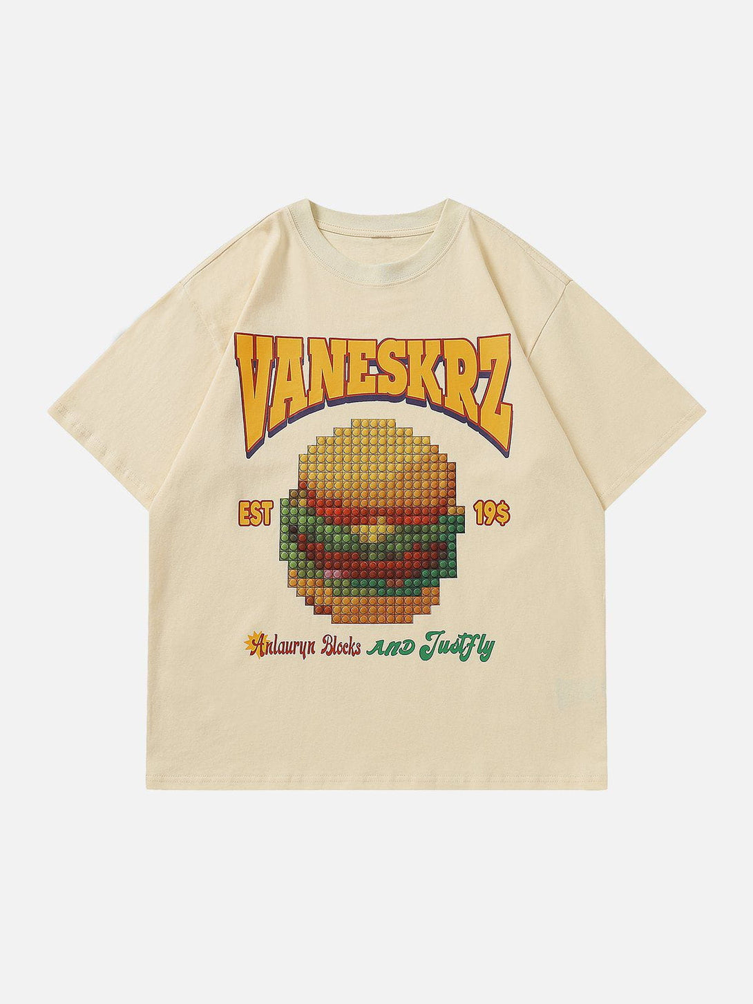 Lacezy - Vintage Burger Print Tee- Streetwear Fashion - lacezy.com