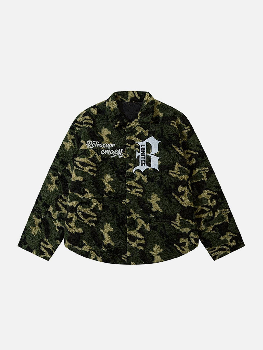 Lacezy - Vintage Camo Sherpa Coat- Streetwear Fashion - lacezy.com