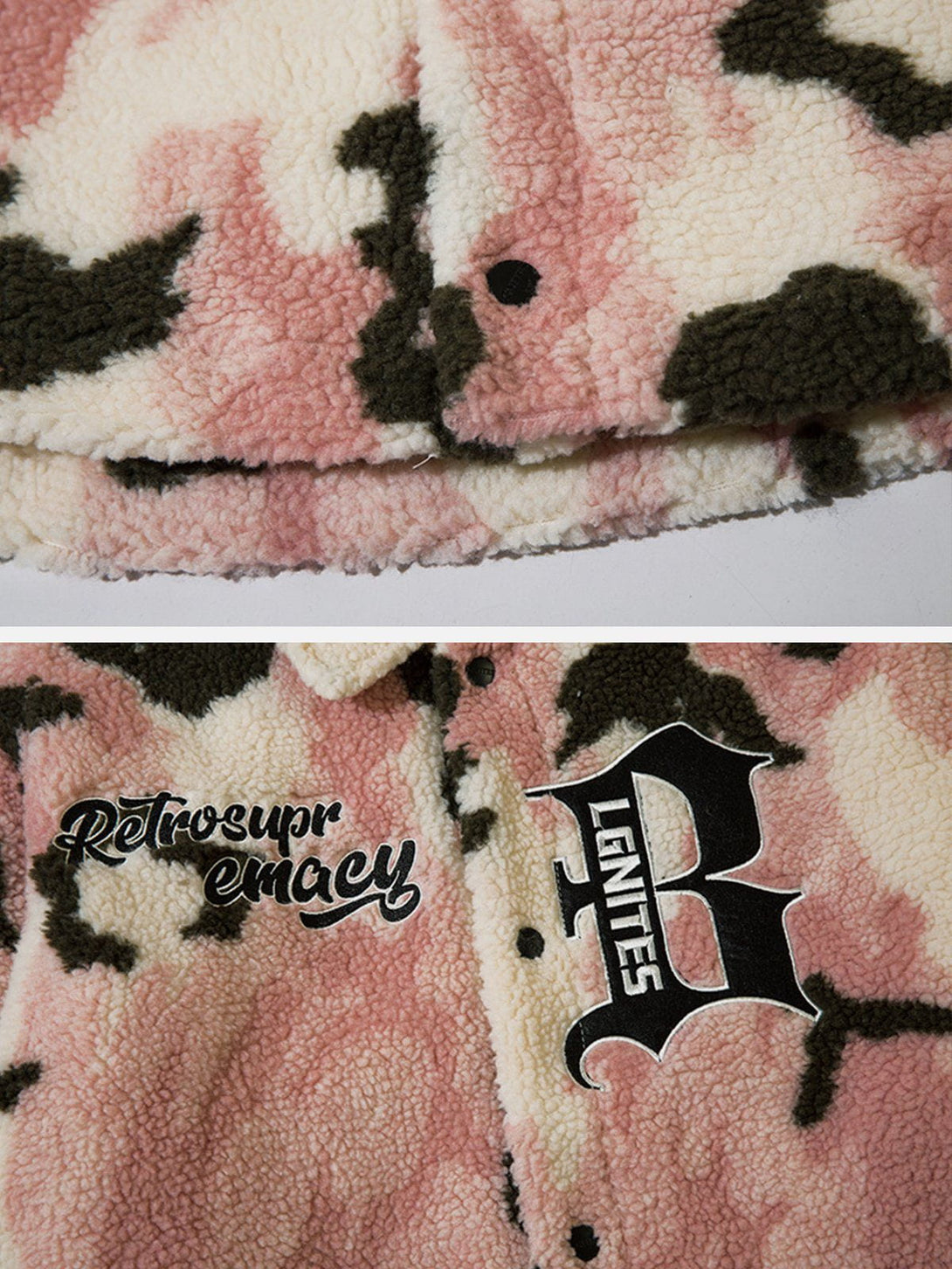 Lacezy - Vintage Camo Sherpa Coat- Streetwear Fashion - lacezy.com