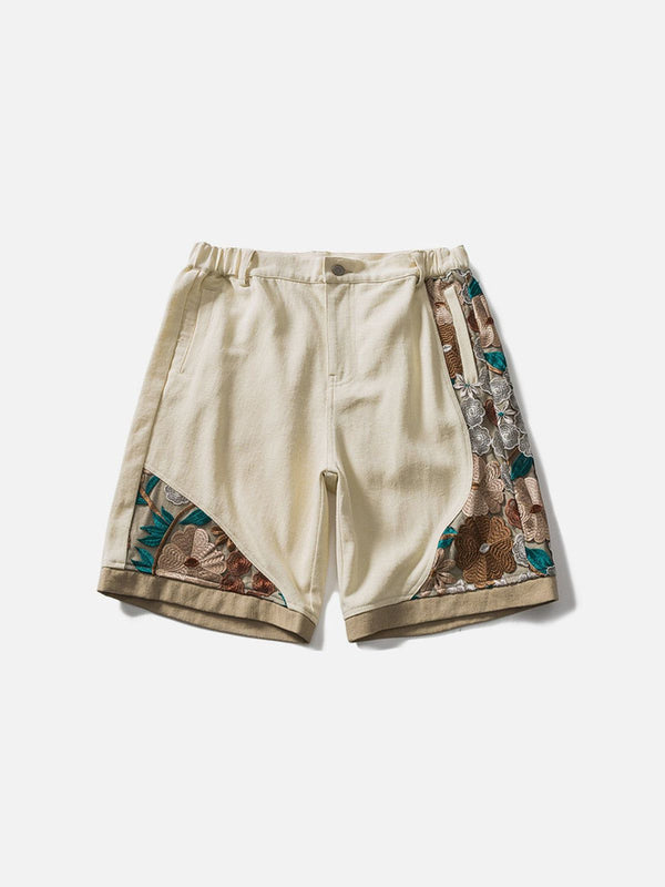 Lacezy - Vintage Chinese Embroidered Cargo Shorts- Streetwear Fashion - lacezy.com