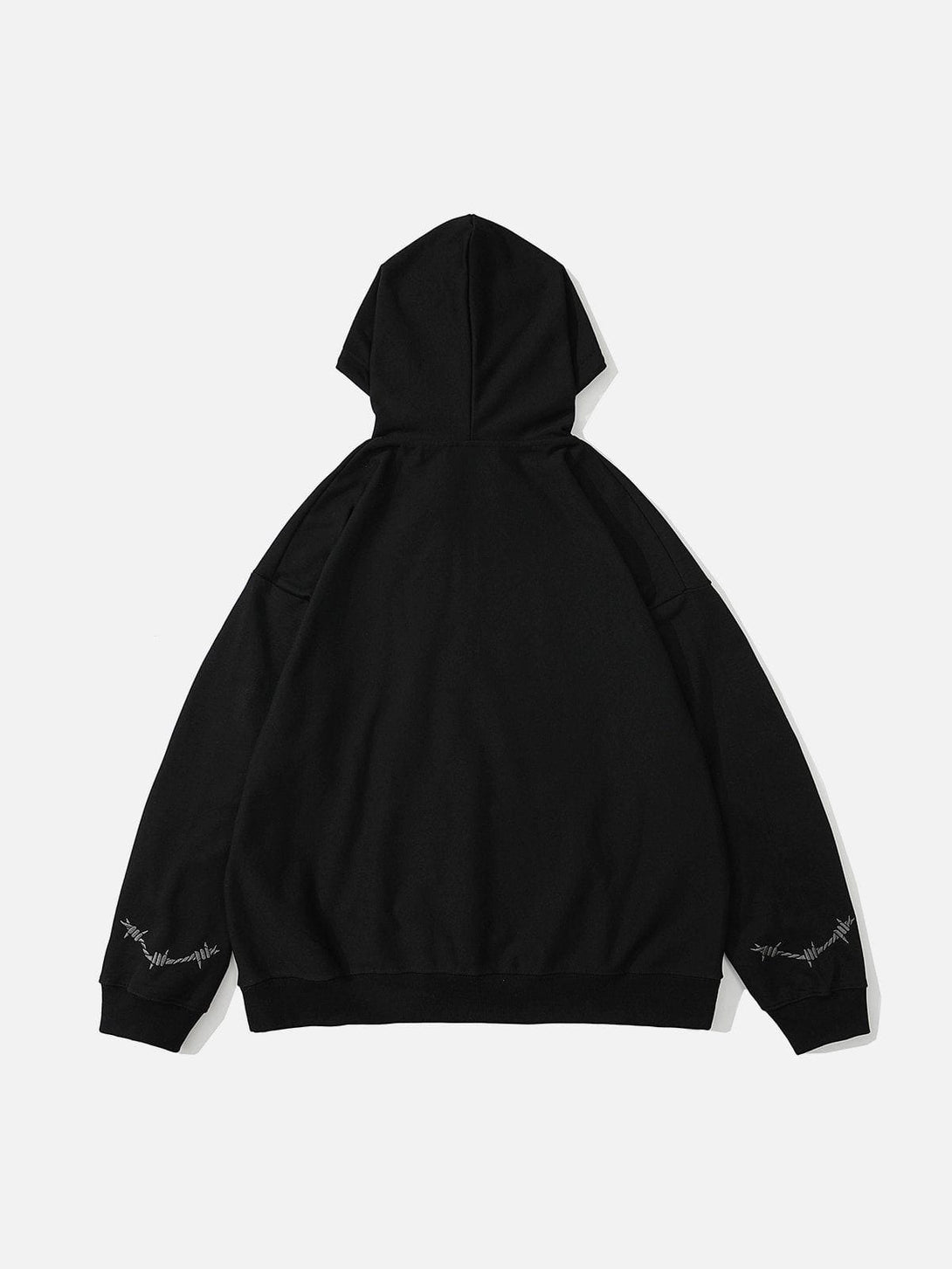 Lacezy - Vintage Curved Patch Embroidered Half-Zip Hoodie- Streetwear Fashion - lacezy.com