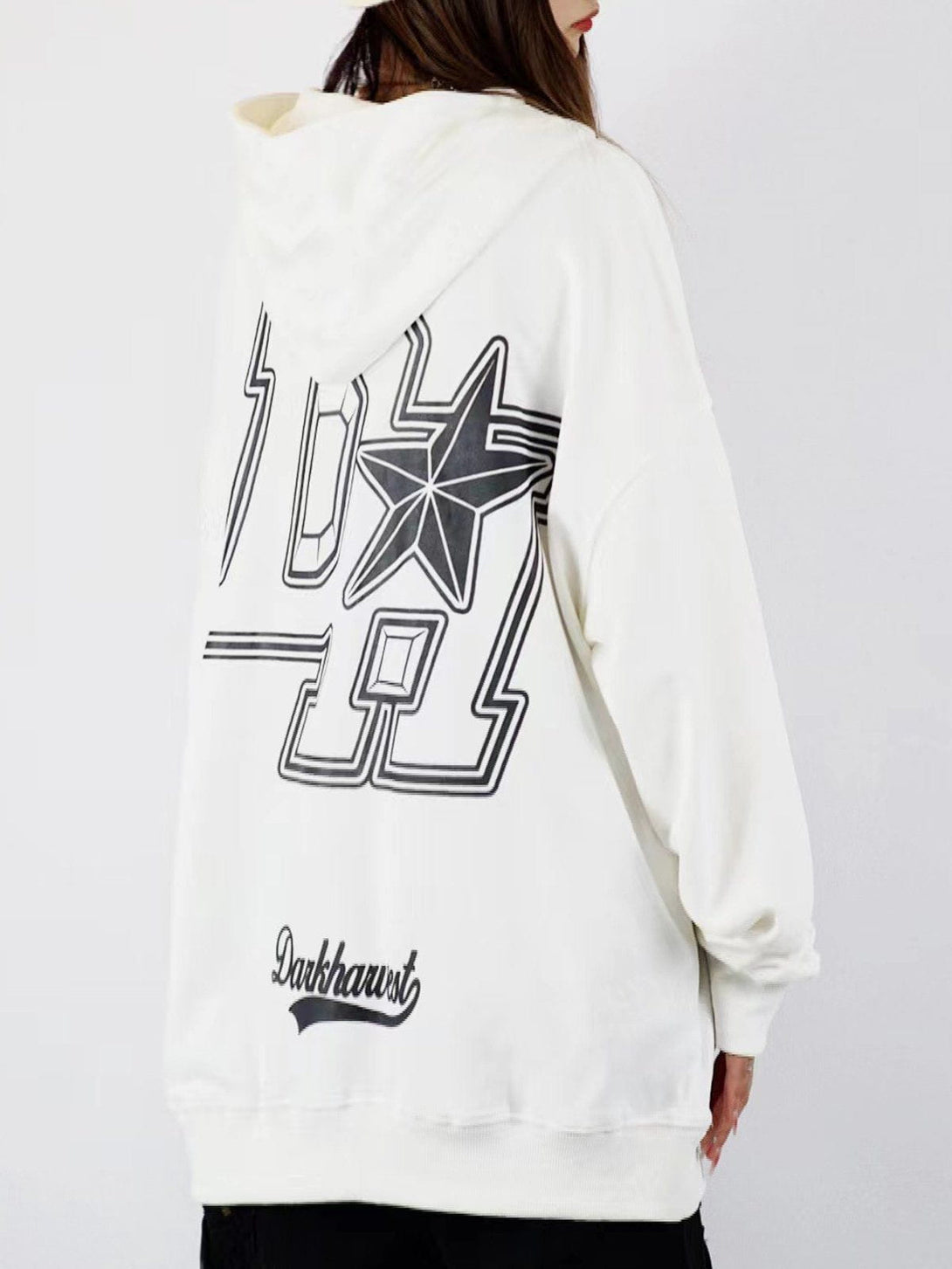 Lacezy - Vintage "DH" Print Hoodie- Streetwear Fashion - lacezy.com