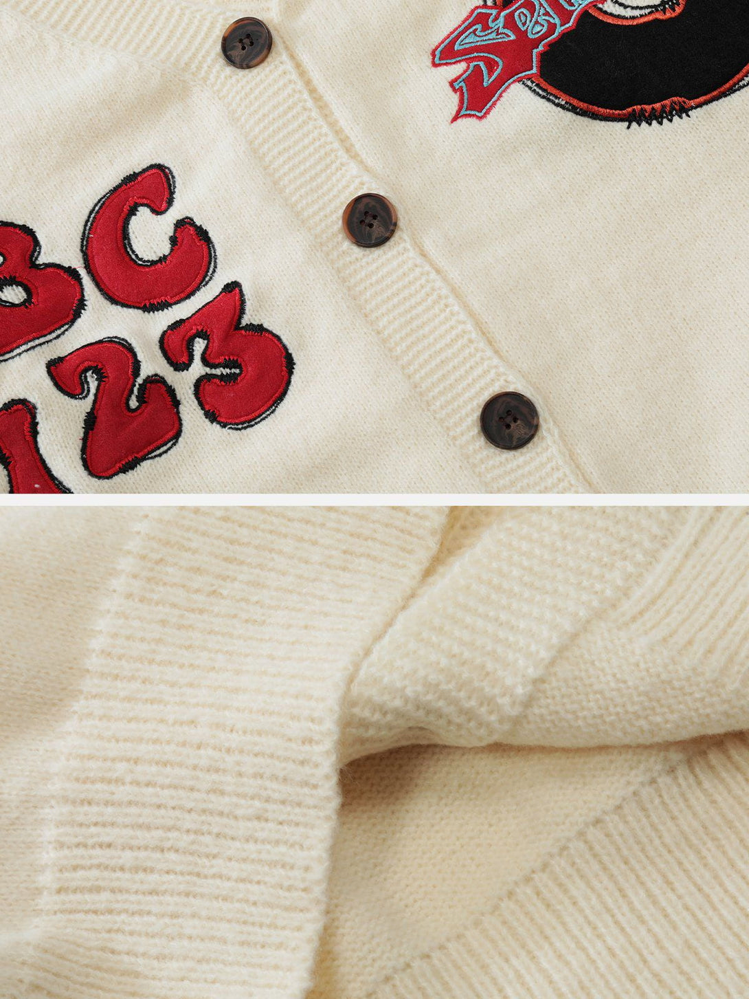 Lacezy - Vintage Embroidered Letters Cardigan- Streetwear Fashion - lacezy.com