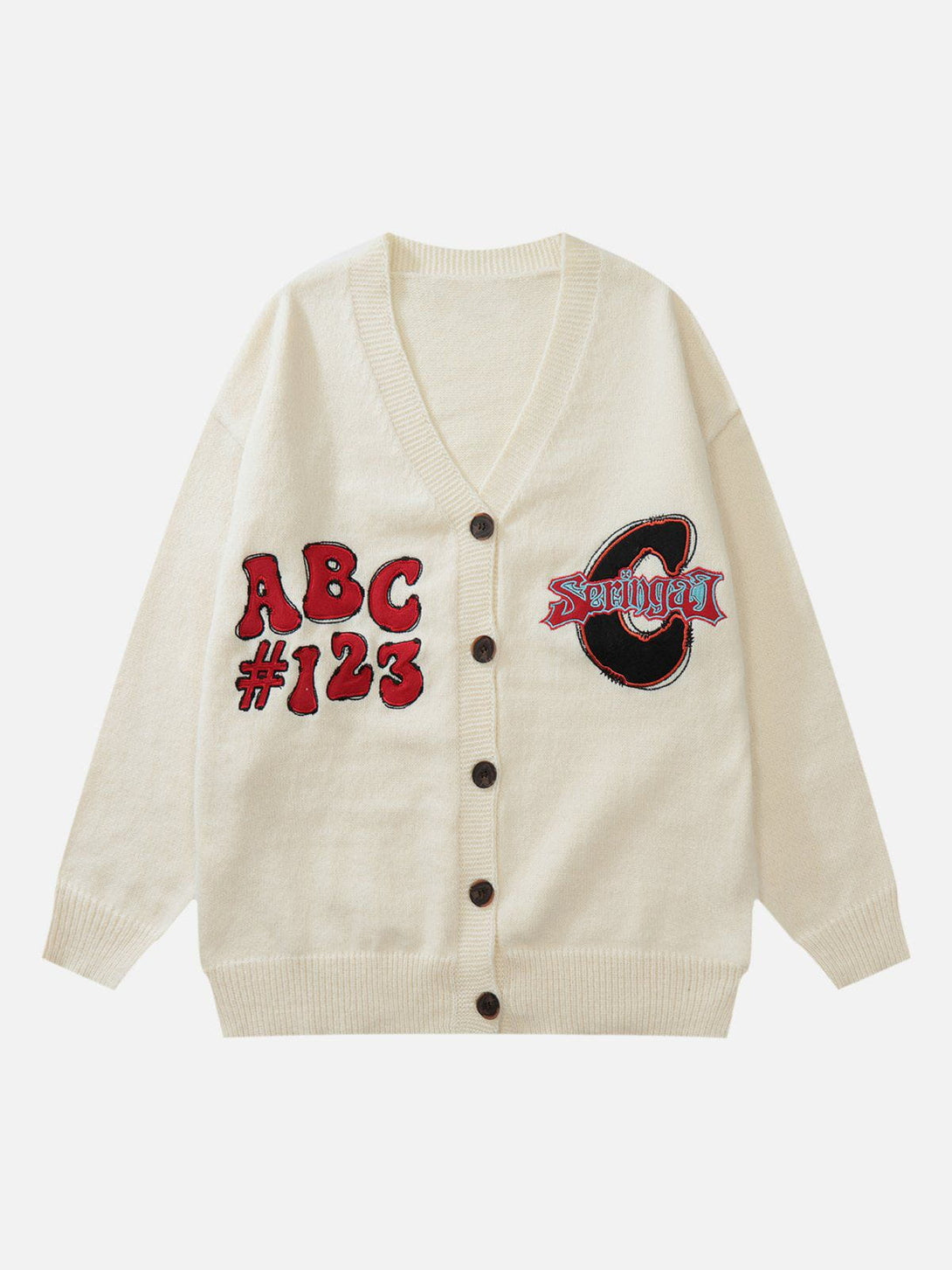 Lacezy - Vintage Embroidered Letters Cardigan- Streetwear Fashion - lacezy.com