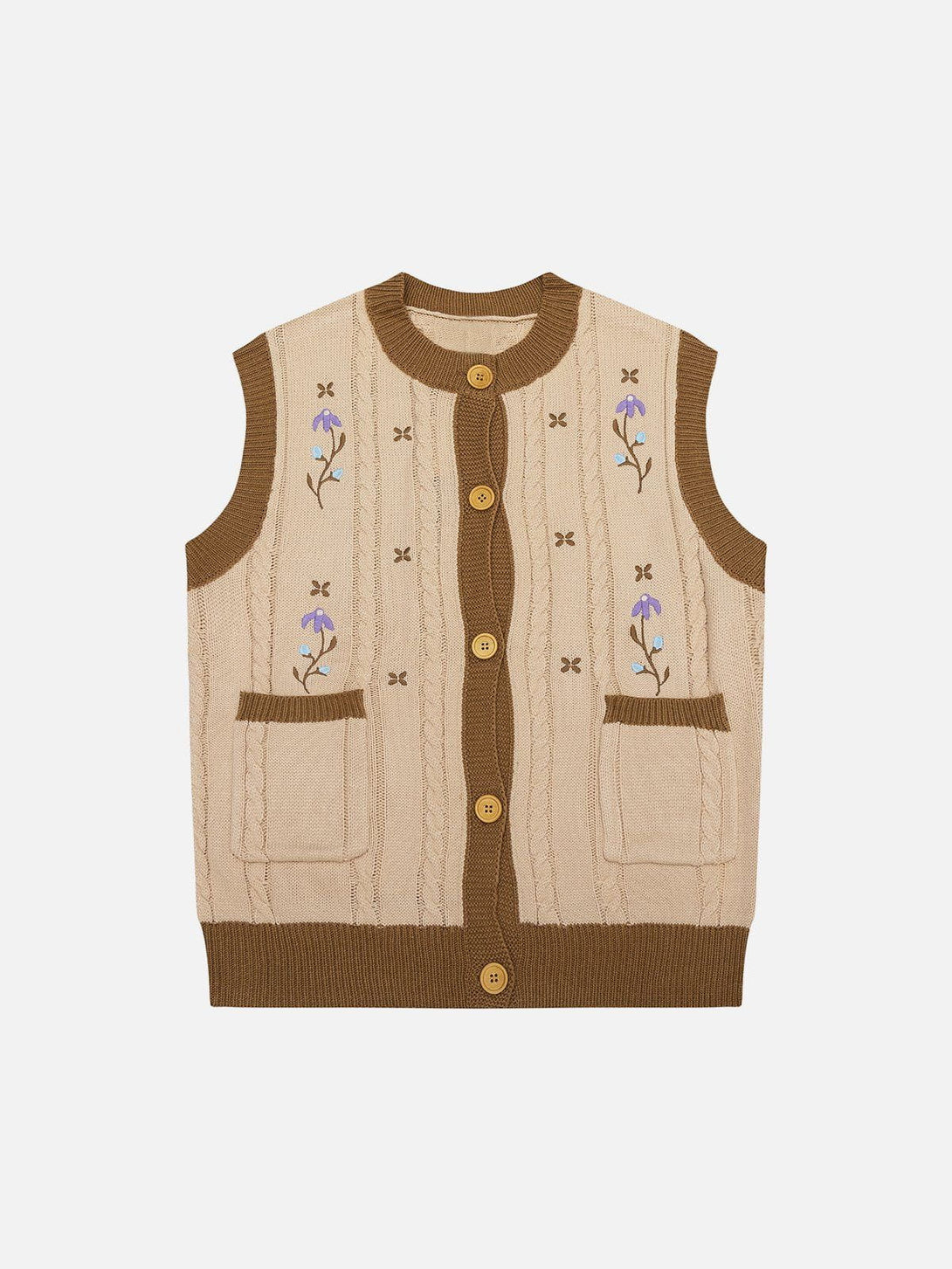 Lacezy - Vintage Embroidery Sweater Vest- Streetwear Fashion - lacezy.com