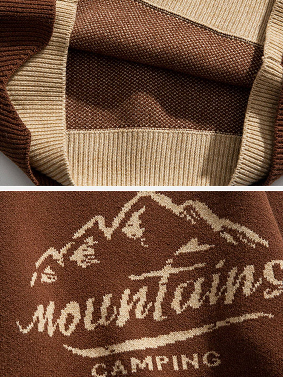 Lacezy - Vintage Fake Two Mountains Knit Sweater- Streetwear Fashion - lacezy.com