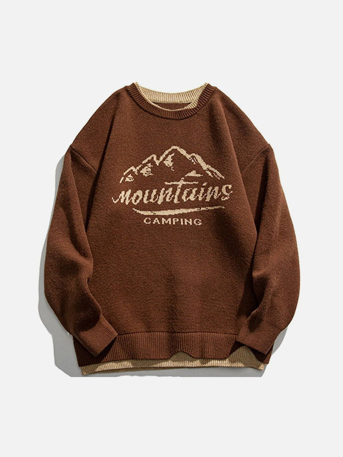 Lacezy - Vintage Fake Two Mountains Knit Sweater- Streetwear Fashion - lacezy.com