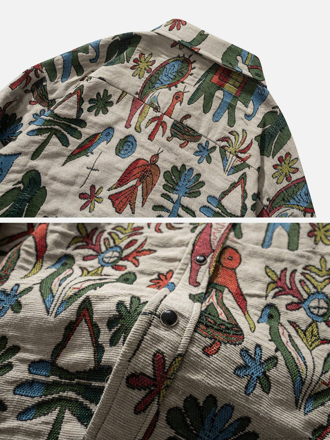 Lacezy - Vintage Floral Print Shacket- Streetwear Fashion - lacezy.com