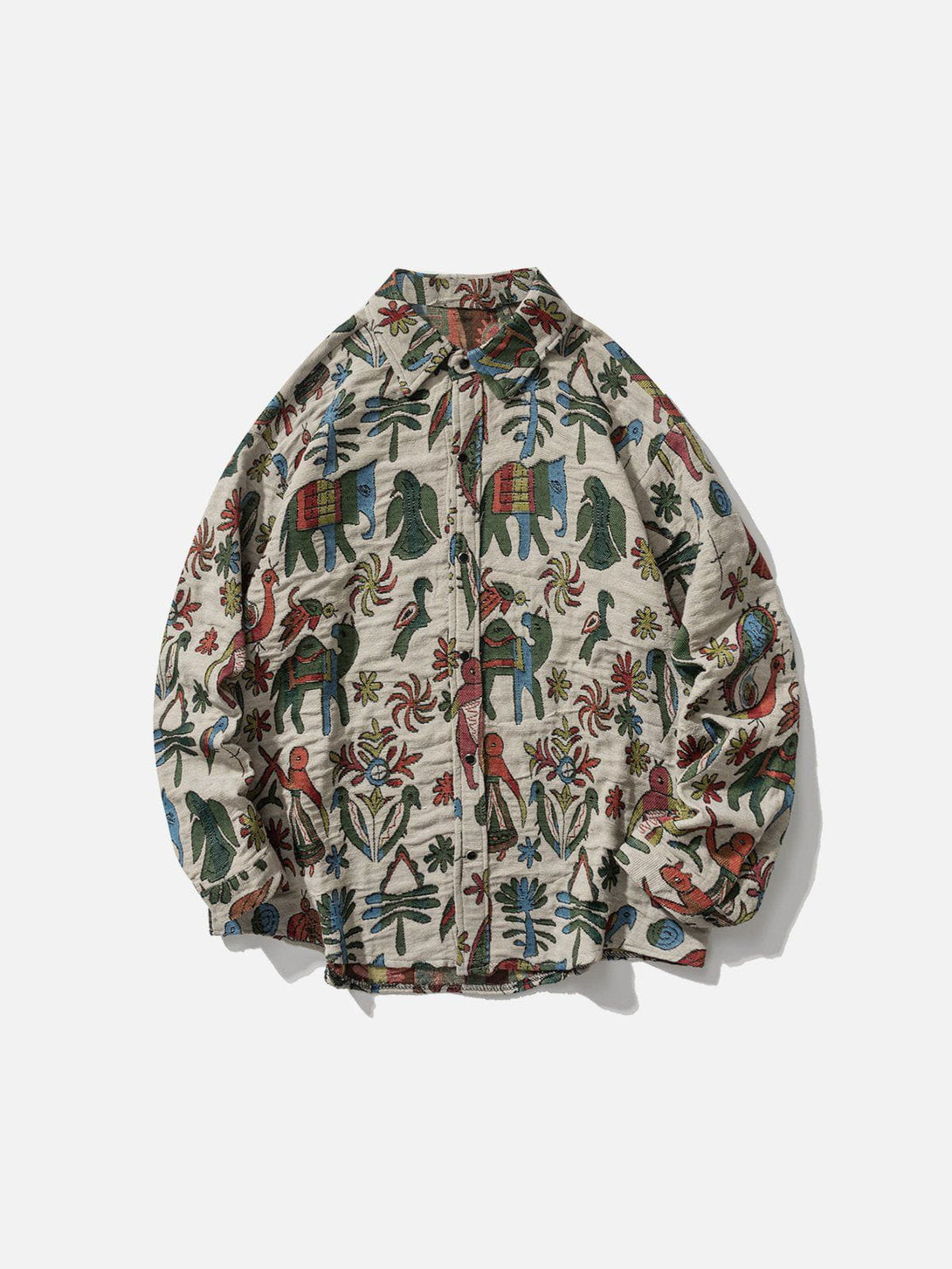 Lacezy - Vintage Floral Print Shacket- Streetwear Fashion - lacezy.com