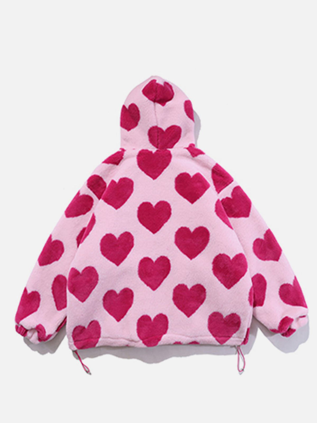 Lacezy - Vintage Heart Pattern Oversize Sherpa Coat- Streetwear Fashion - lacezy.com