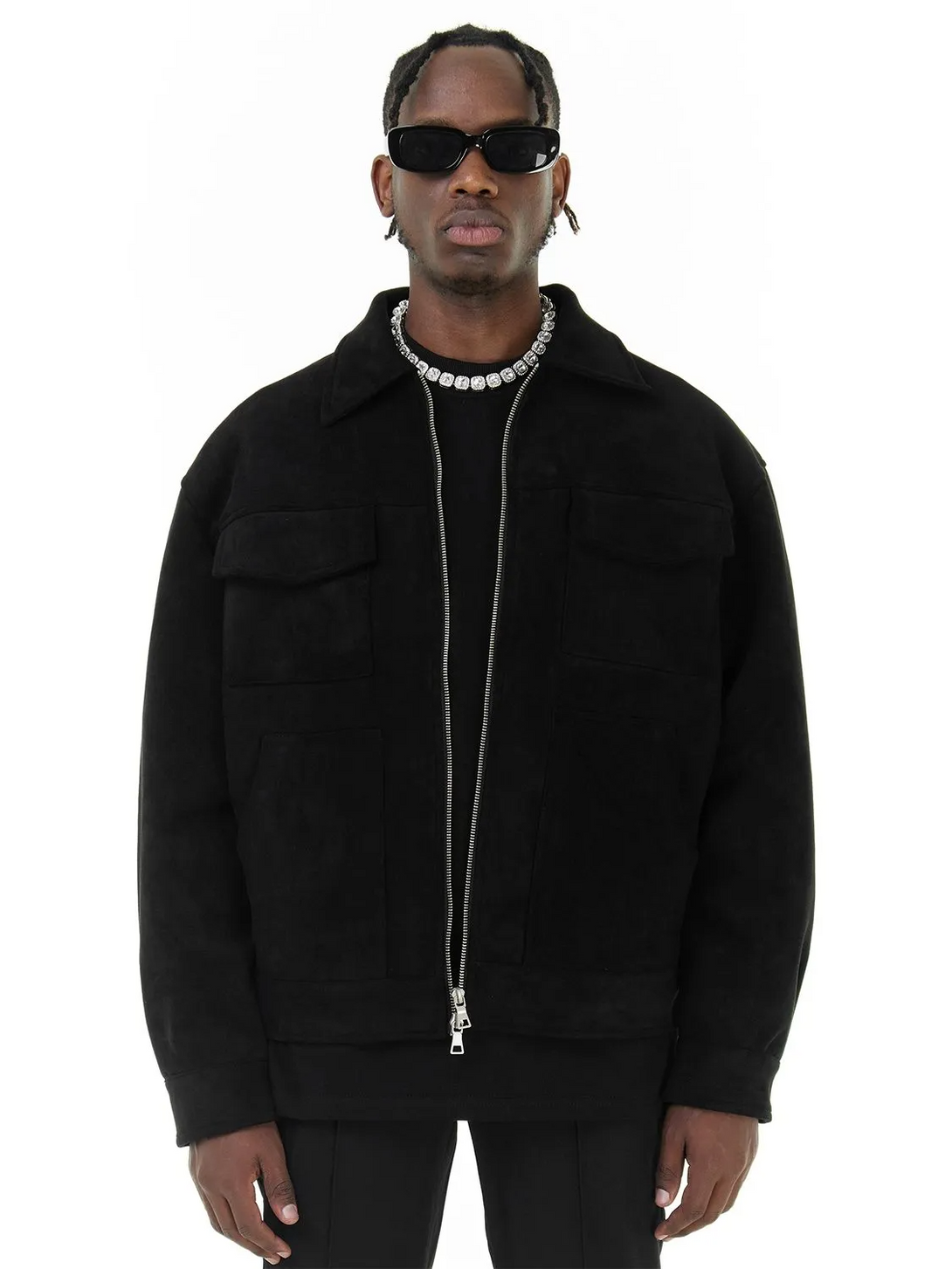 Lacezy - Vintage High Street Suede Material Crock Jacket- Streetwear Fashion - lacezy.com