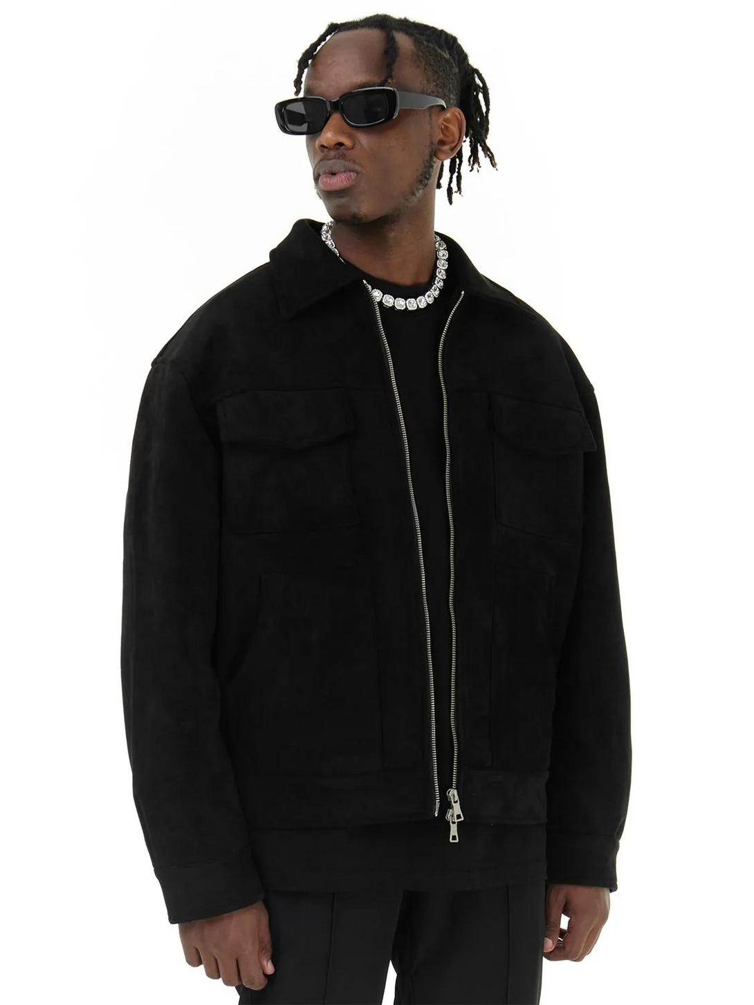 Lacezy - Vintage High Street Suede Material Crock Jacket- Streetwear Fashion - lacezy.com