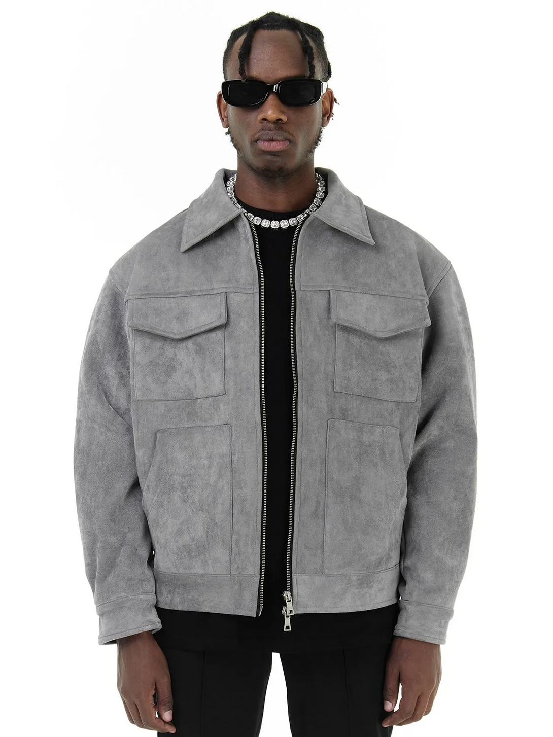 Lacezy - Vintage High Street Suede Material Crock Jacket- Streetwear Fashion - lacezy.com