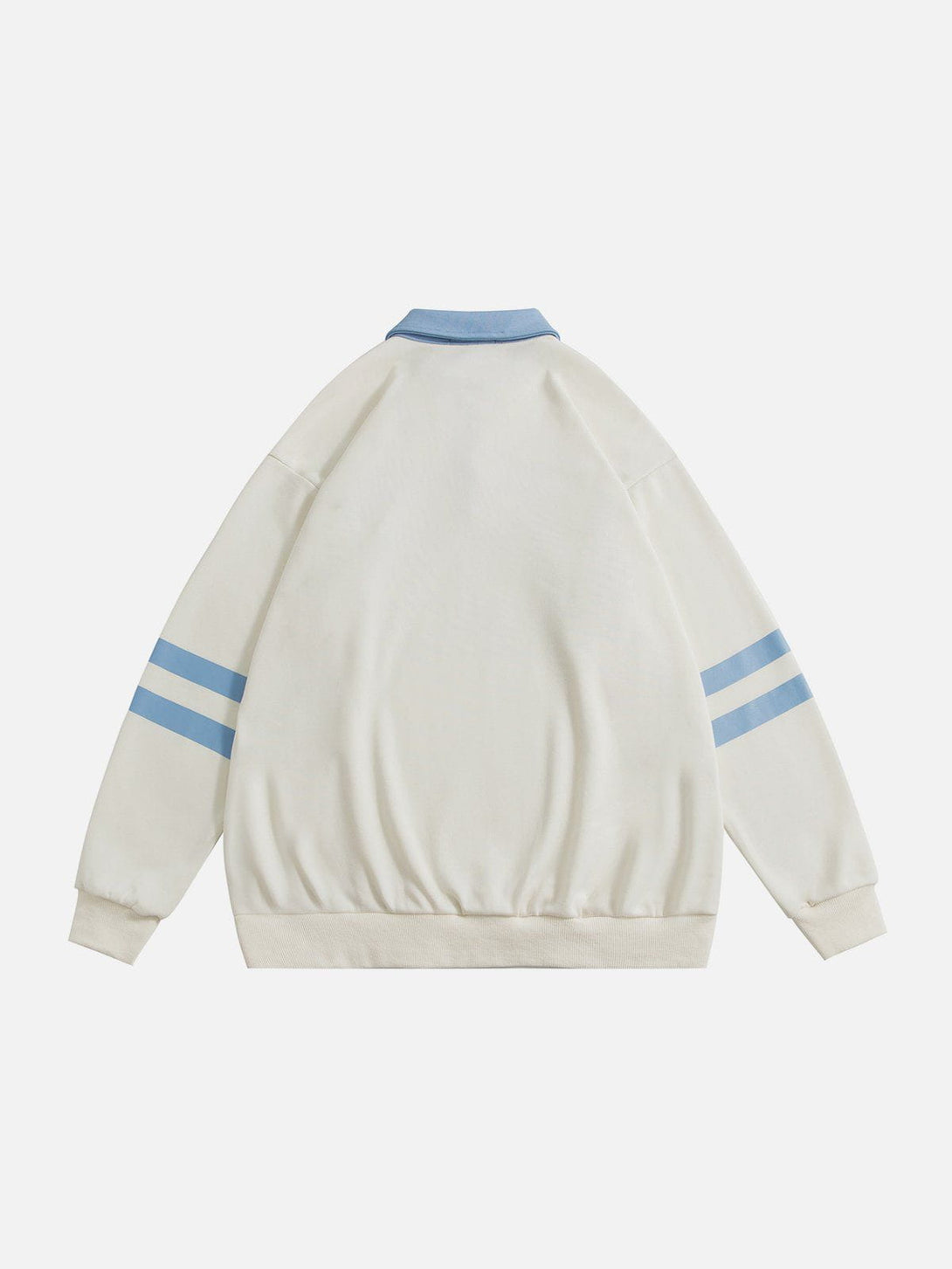 Lacezy - Vintage Letter Striped Polo Sweatshirt- Streetwear Fashion - lacezy.com