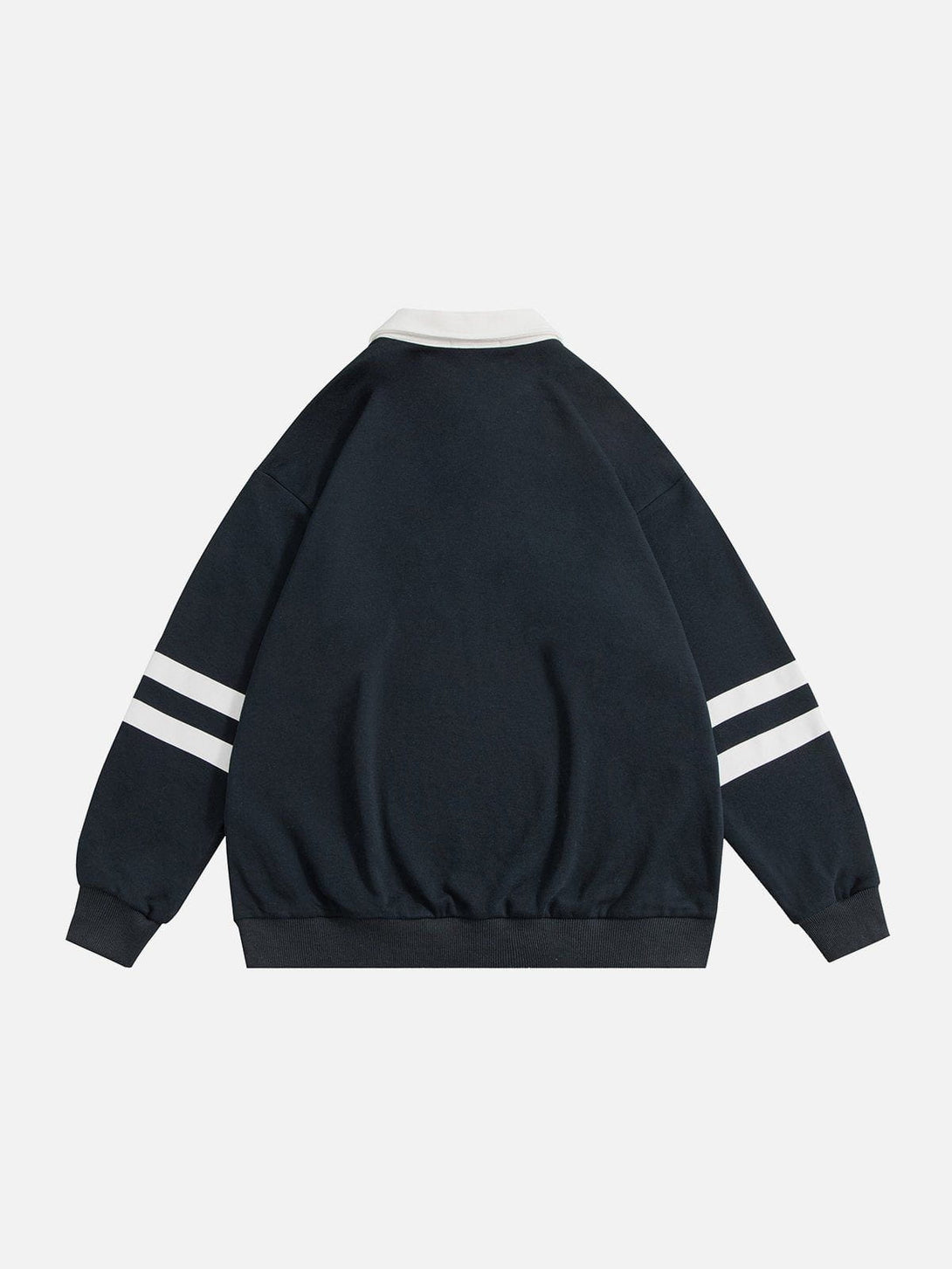 Lacezy - Vintage Letter Striped Polo Sweatshirt- Streetwear Fashion - lacezy.com