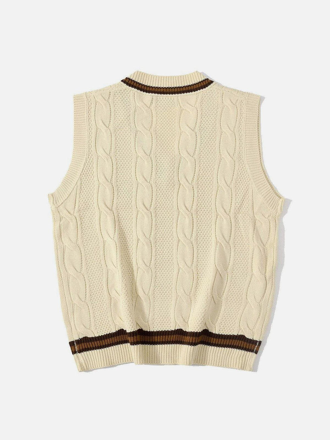 Lacezy - Vintage Preppy Style Knit Sweater Vest- Streetwear Fashion - lacezy.com