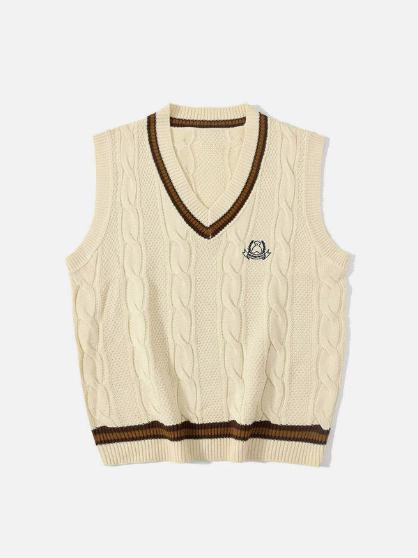 Lacezy - Vintage Preppy Style Knit Sweater Vest- Streetwear Fashion - lacezy.com