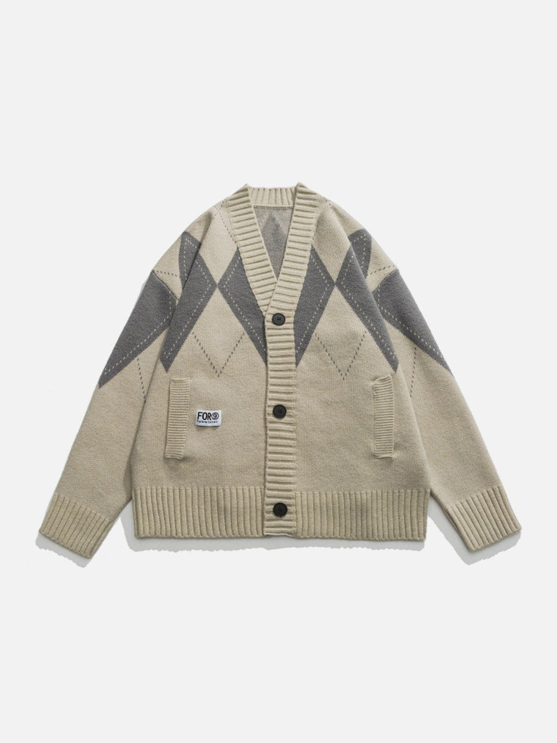 Lacezy - Vintage Rhombus Cardigan- Streetwear Fashion - lacezy.com