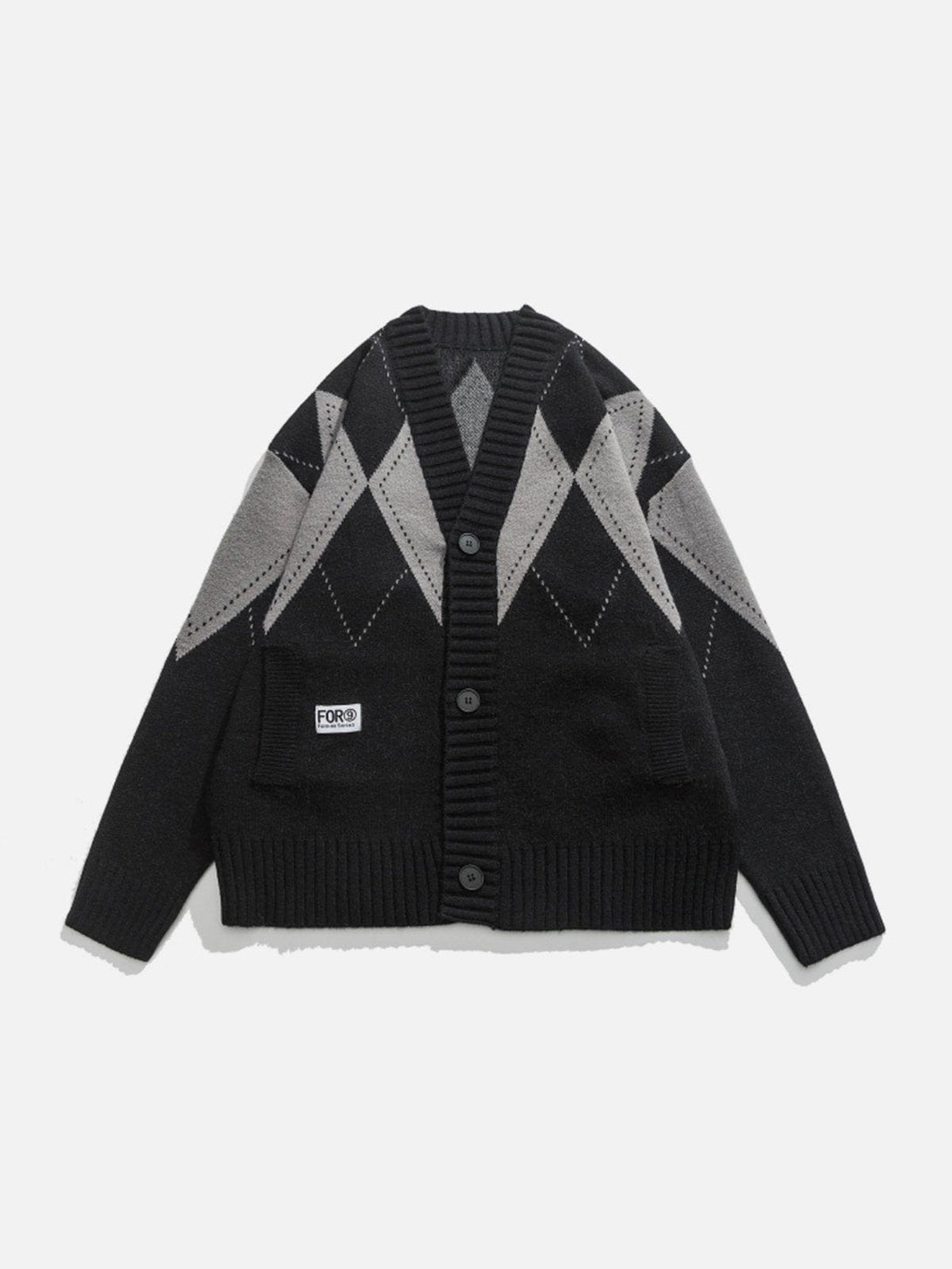 Lacezy - Vintage Rhombus Cardigan- Streetwear Fashion - lacezy.com