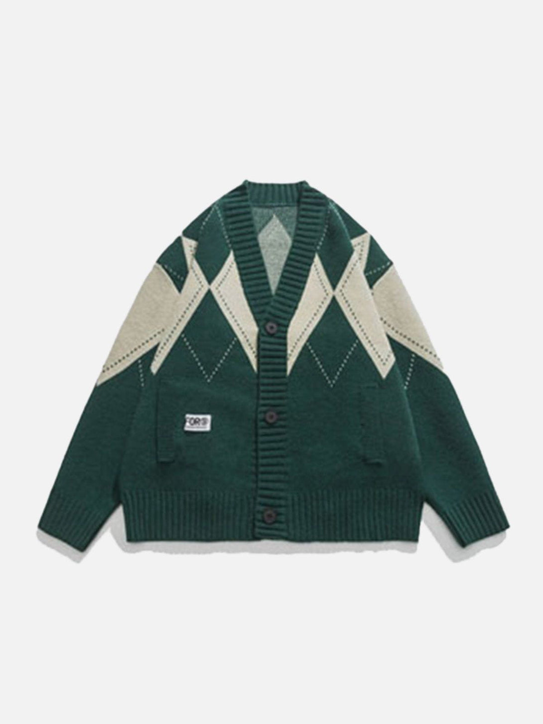 Lacezy - Vintage Rhombus Cardigan- Streetwear Fashion - lacezy.com