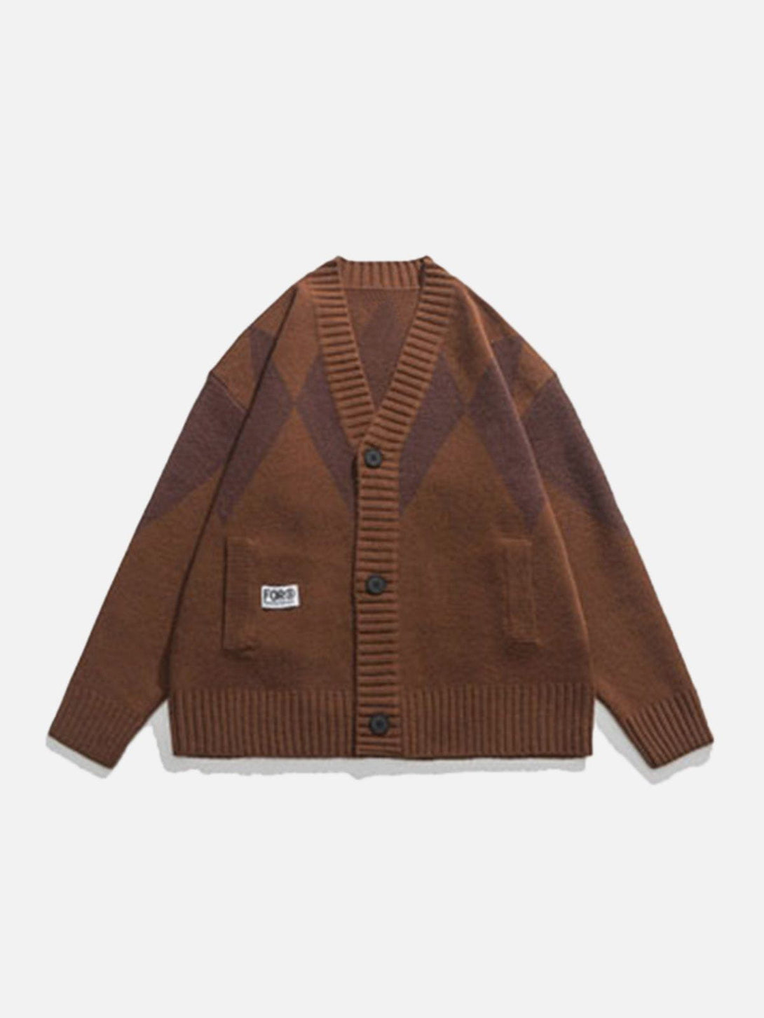 Lacezy - Vintage Rhombus Cardigan- Streetwear Fashion - lacezy.com