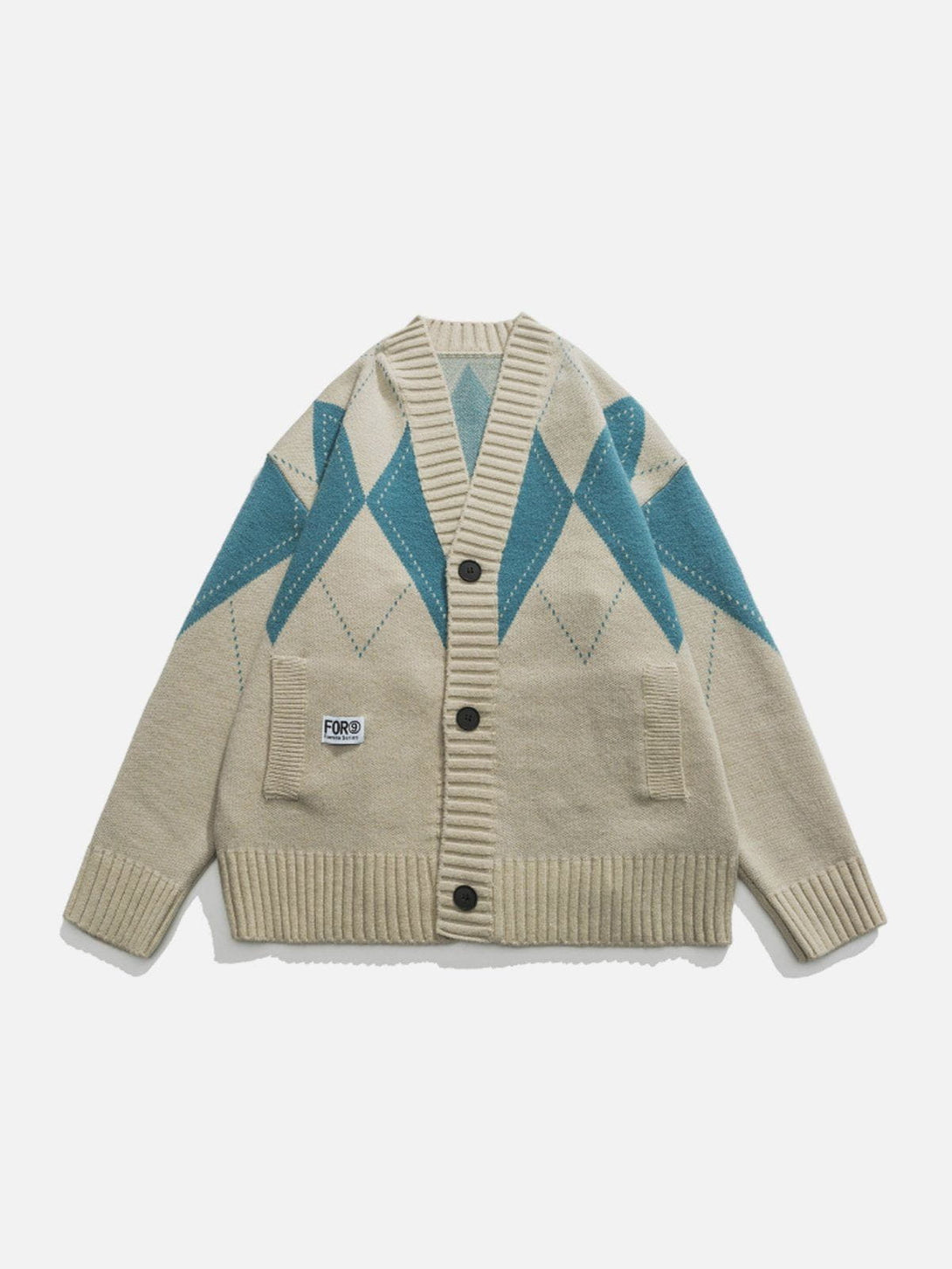 Lacezy - Vintage Rhombus Cardigan- Streetwear Fashion - lacezy.com