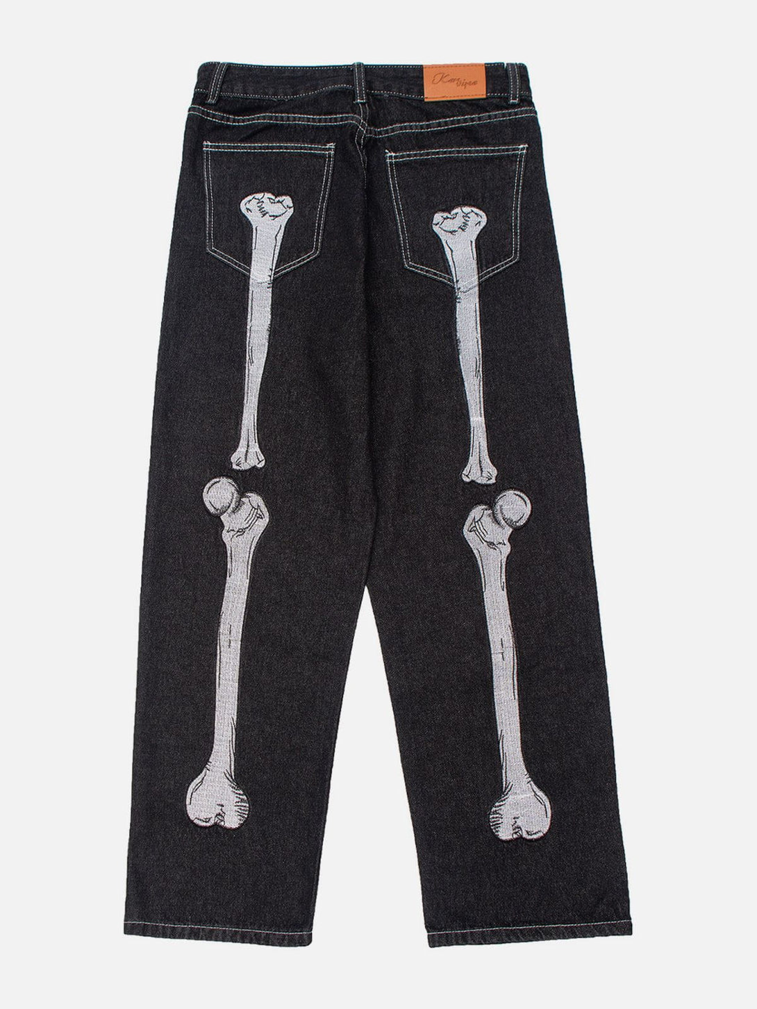 Lacezy - Vintage Skull Bone Embroidery Jeans- Streetwear Fashion - lacezy.com