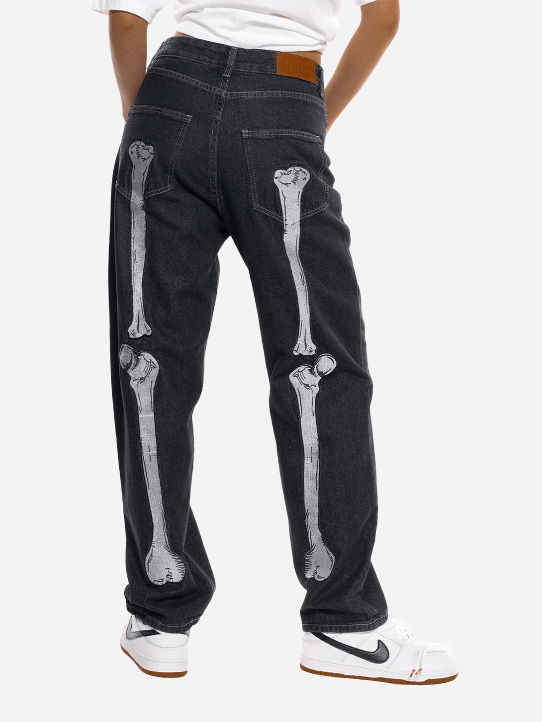 Lacezy - Vintage Skull Bone Embroidery Jeans- Streetwear Fashion - lacezy.com