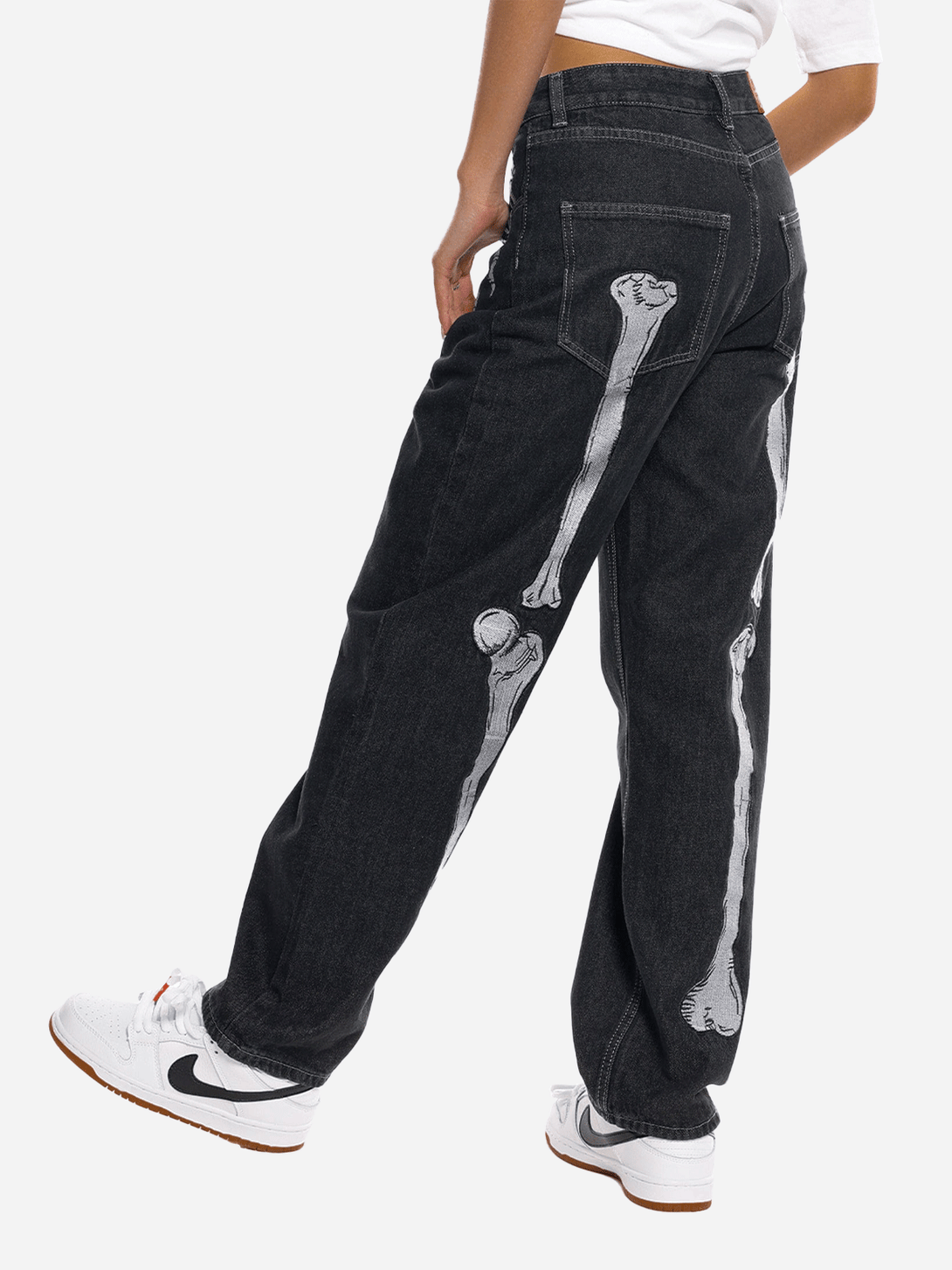 Lacezy - Vintage Skull Bone Embroidery Jeans- Streetwear Fashion - lacezy.com