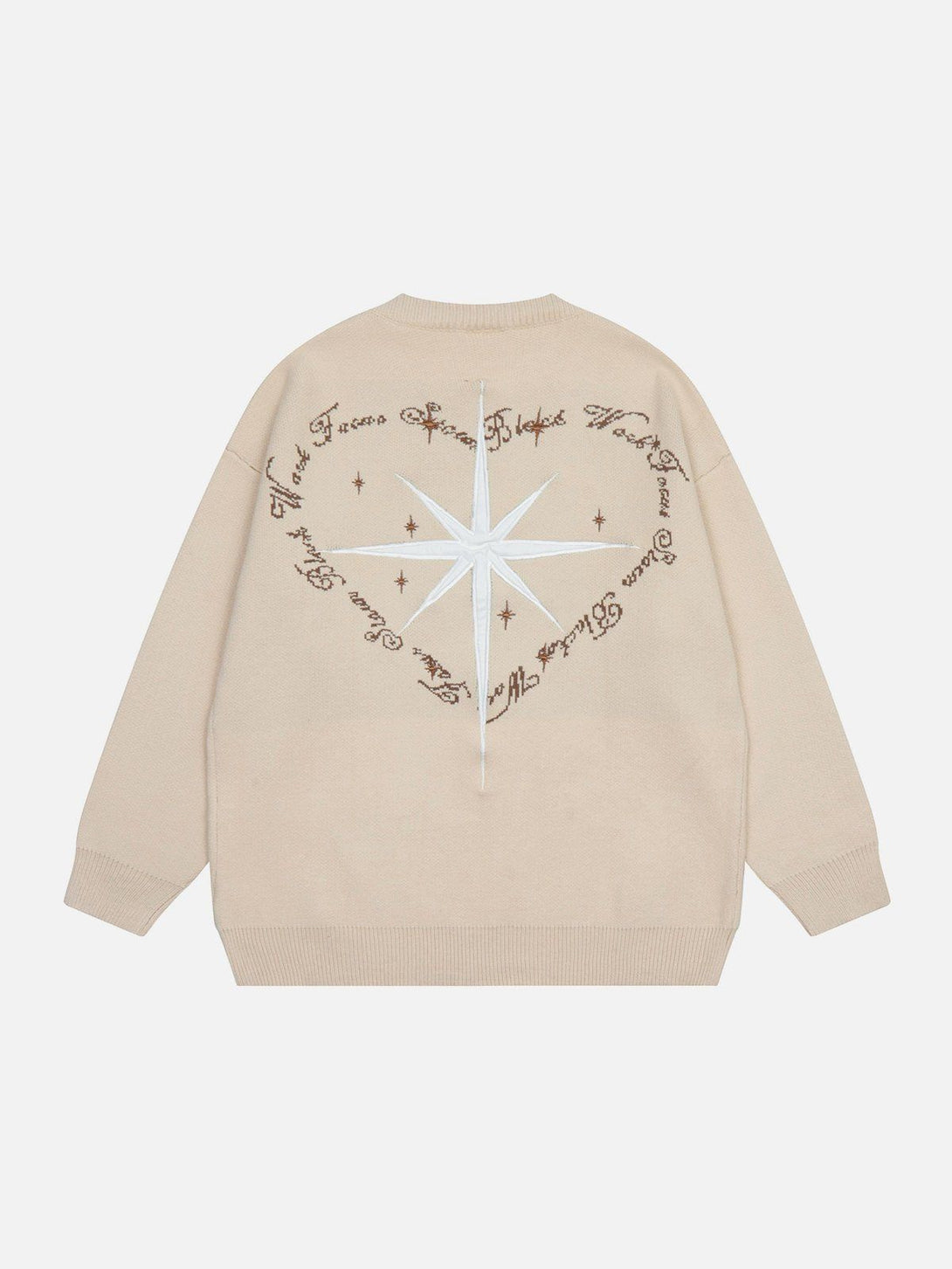 Lacezy - Vintage Star Heart Letter Jacquard Sweater- Streetwear Fashion - lacezy.com