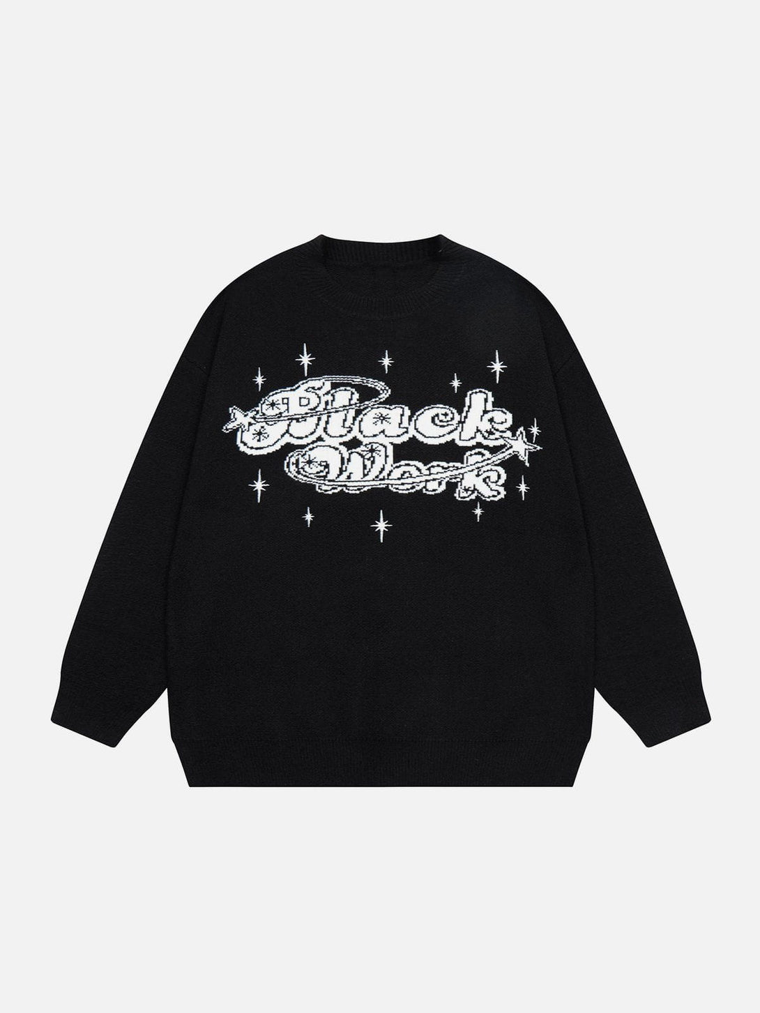 Lacezy - Vintage Star Heart Letter Jacquard Sweater- Streetwear Fashion - lacezy.com