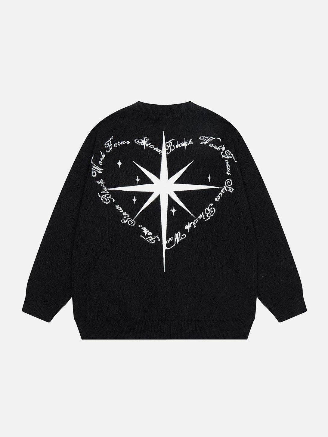 Lacezy - Vintage Star Heart Letter Jacquard Sweater- Streetwear Fashion - lacezy.com