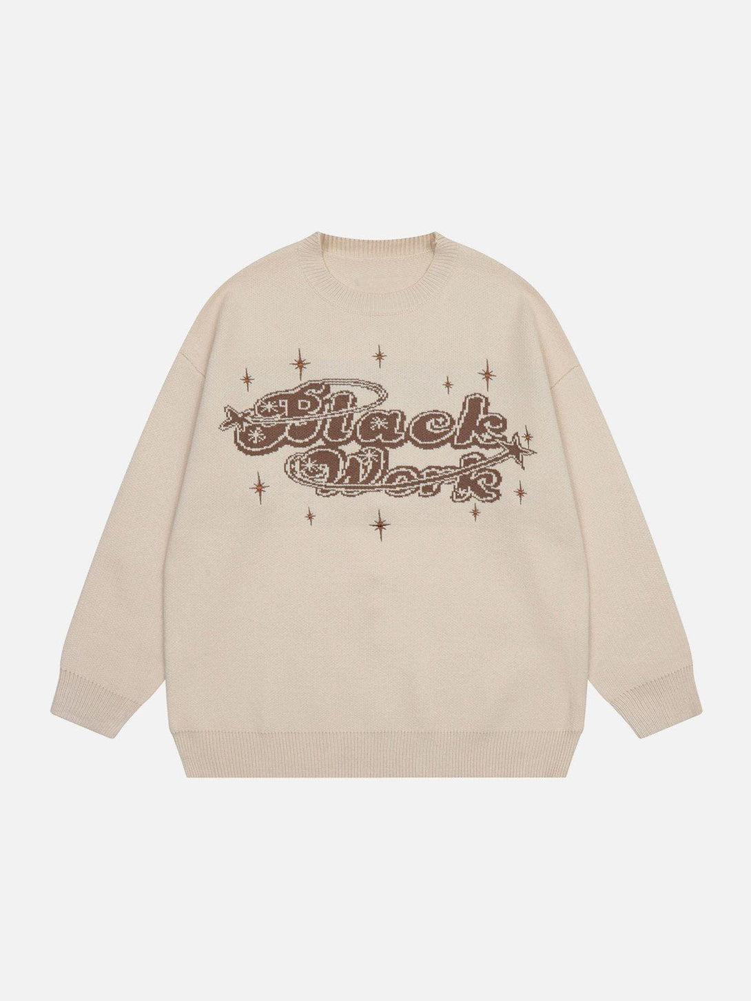 Lacezy - Vintage Star Heart Letter Jacquard Sweater- Streetwear Fashion - lacezy.com