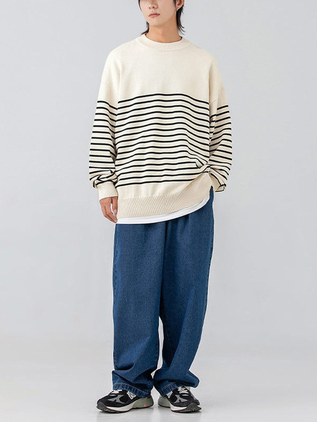 Lacezy - Vintage Striped Knit Sweater- Streetwear Fashion - lacezy.com