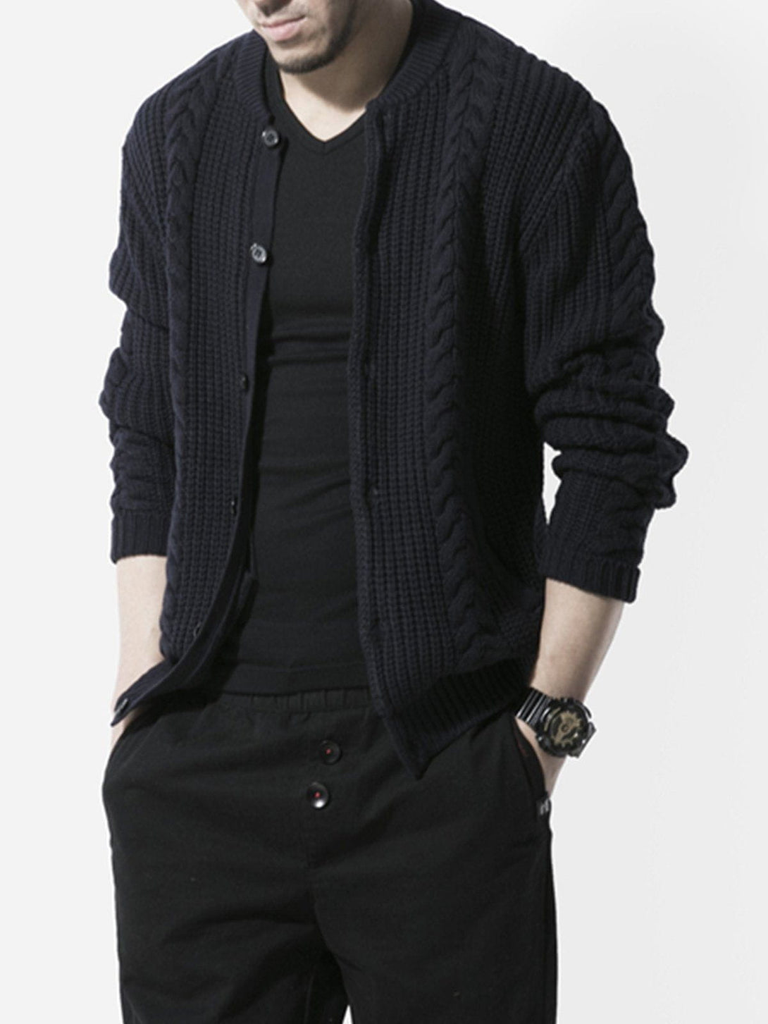 Lacezy - Vintage Twisted Knit Cardigan- Streetwear Fashion - lacezy.com