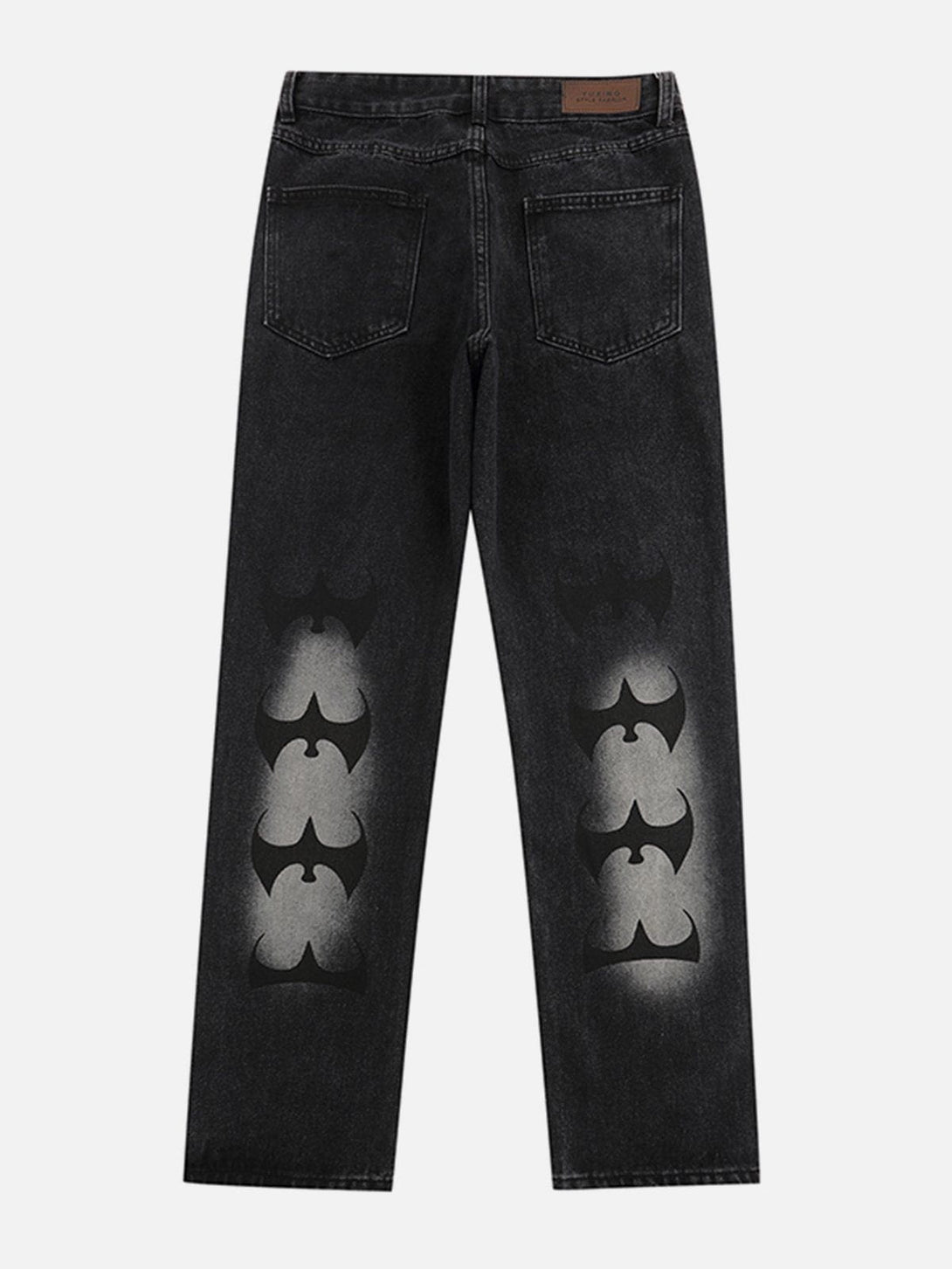 Lacezy - Vintage Wash Distressed Bat Embroidered Jeans- Streetwear Fashion - lacezy.com