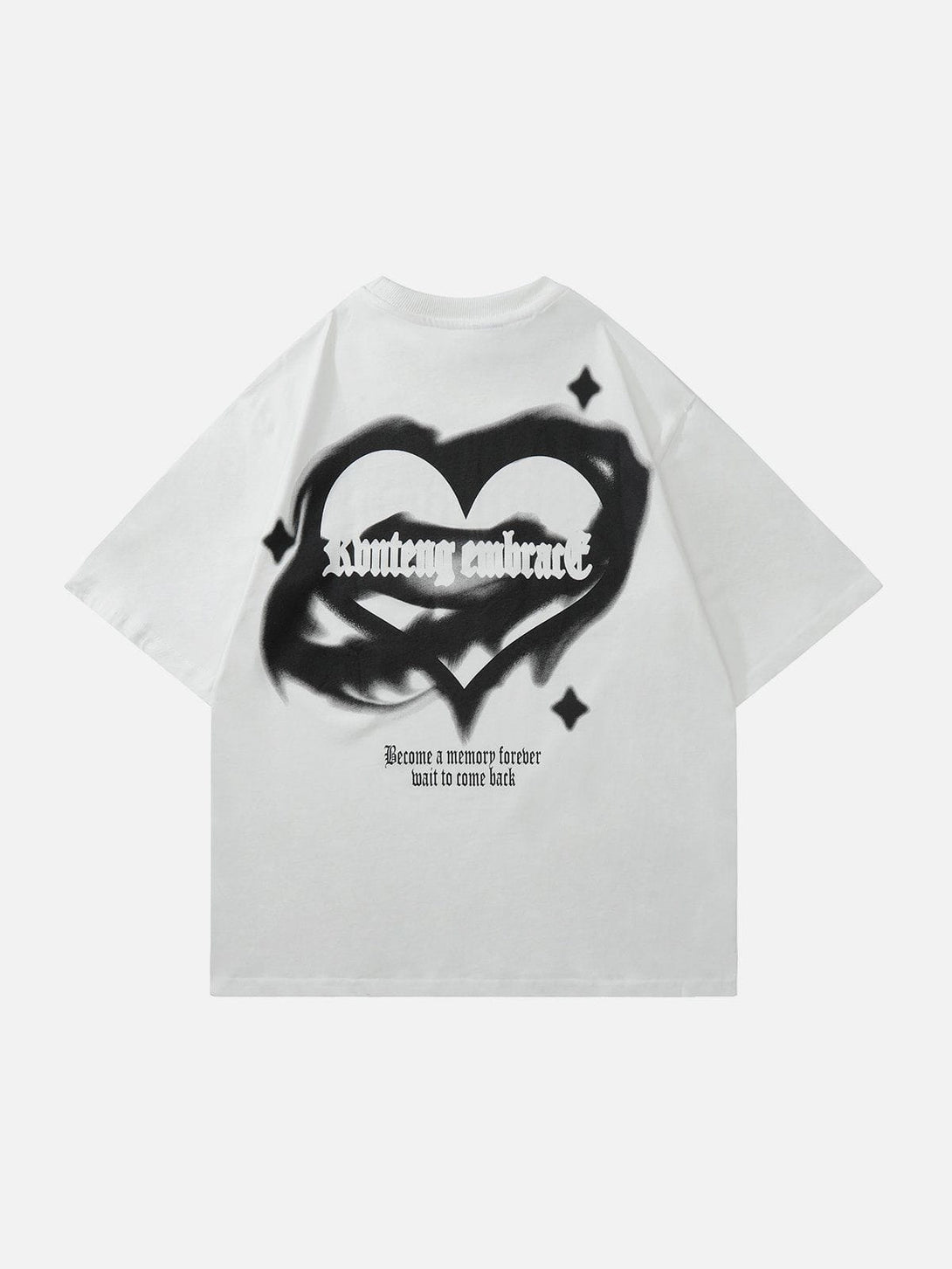 Lacezy - Vintage Washed Irregular Heart Print Tee- Streetwear Fashion - lacezy.com