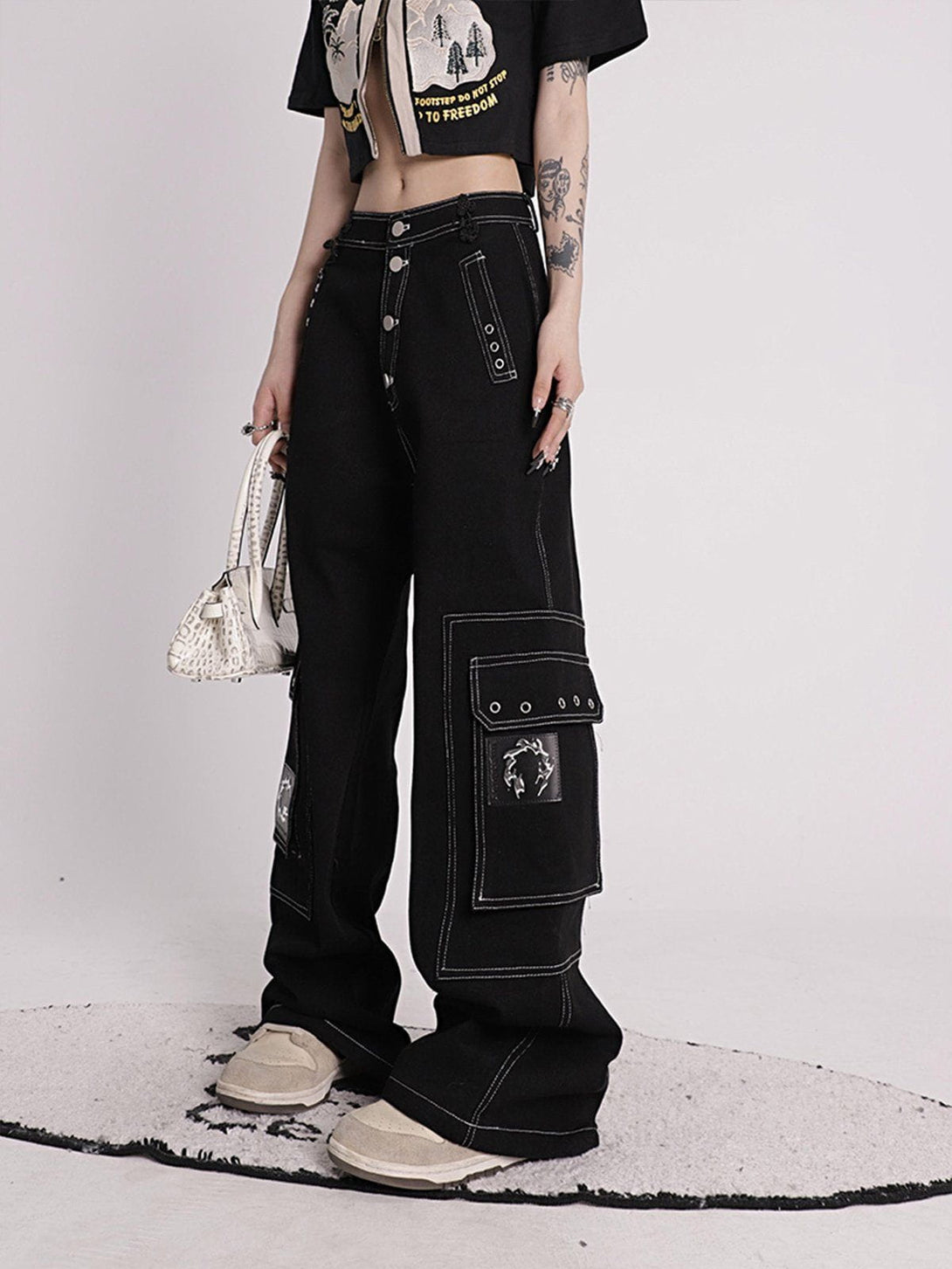 Lacezy - Vintage Wide Leg Pants- Streetwear Fashion - lacezy.com