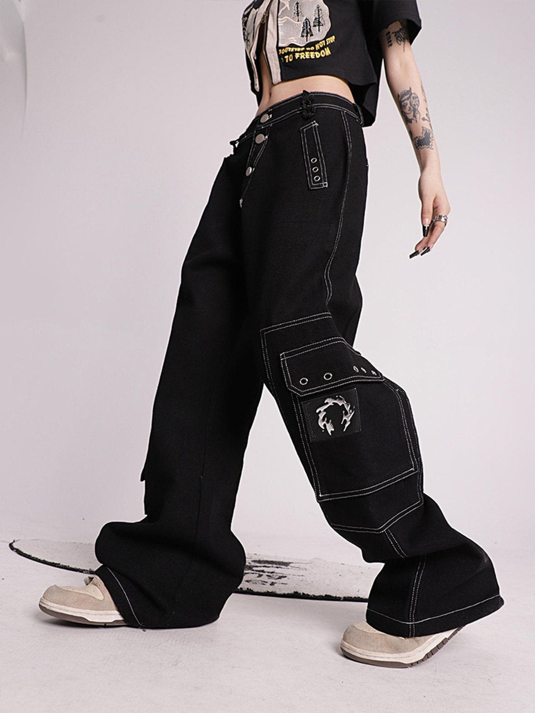 Lacezy - Vintage Wide Leg Pants- Streetwear Fashion - lacezy.com