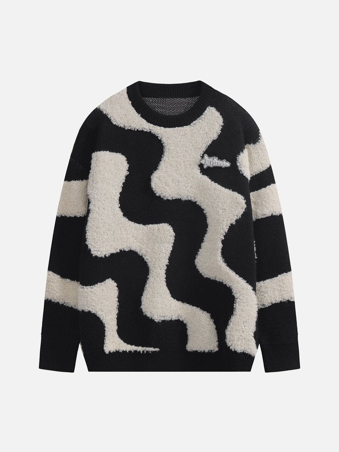 Lacezy - WAVE Flocking Splicing Sweater- Streetwear Fashion - lacezy.com