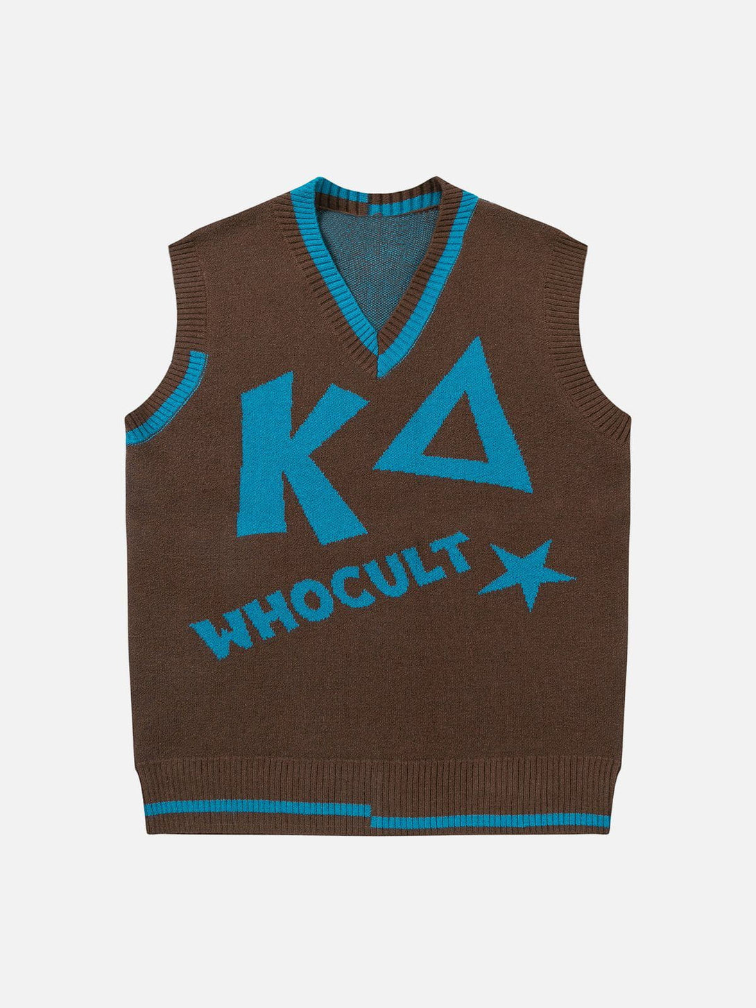 Lacezy - WHOCULT Embroidery Sweater Vest- Streetwear Fashion - lacezy.com